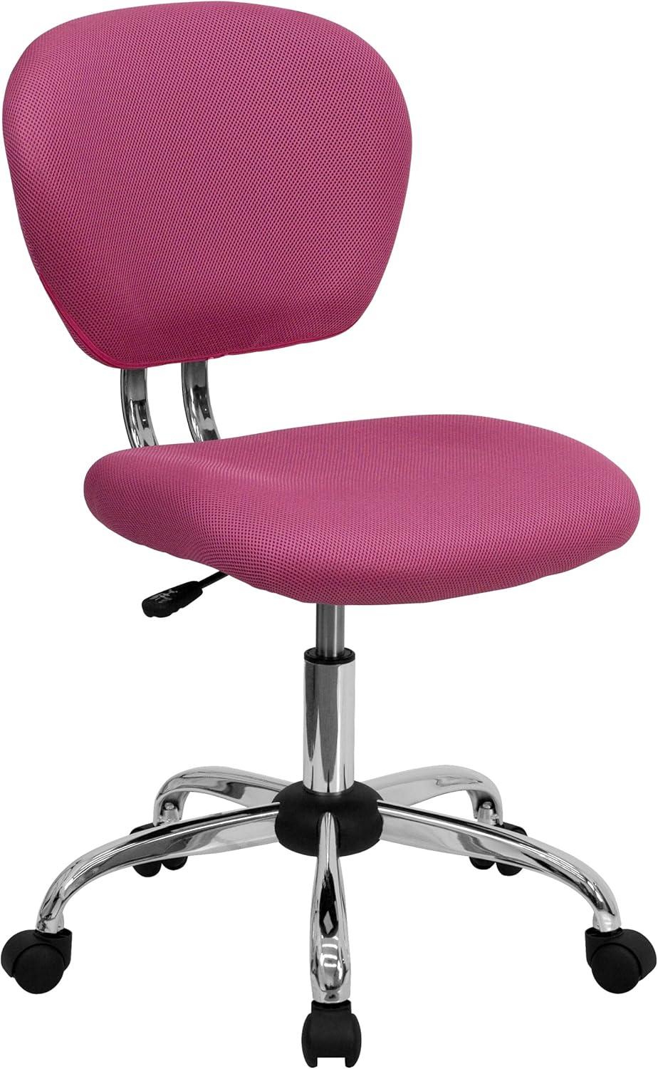 Flash Furniture Mid-Back Pink Mesh Padded Swivel Task Office Chair with Chrome Base