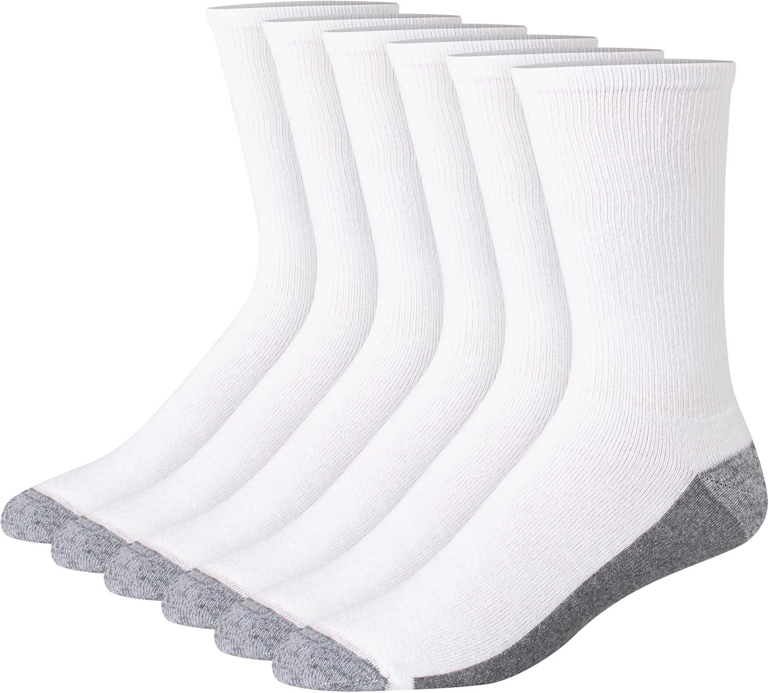 Men's White Max Cushion Crew Athletic Socks 6-Pack