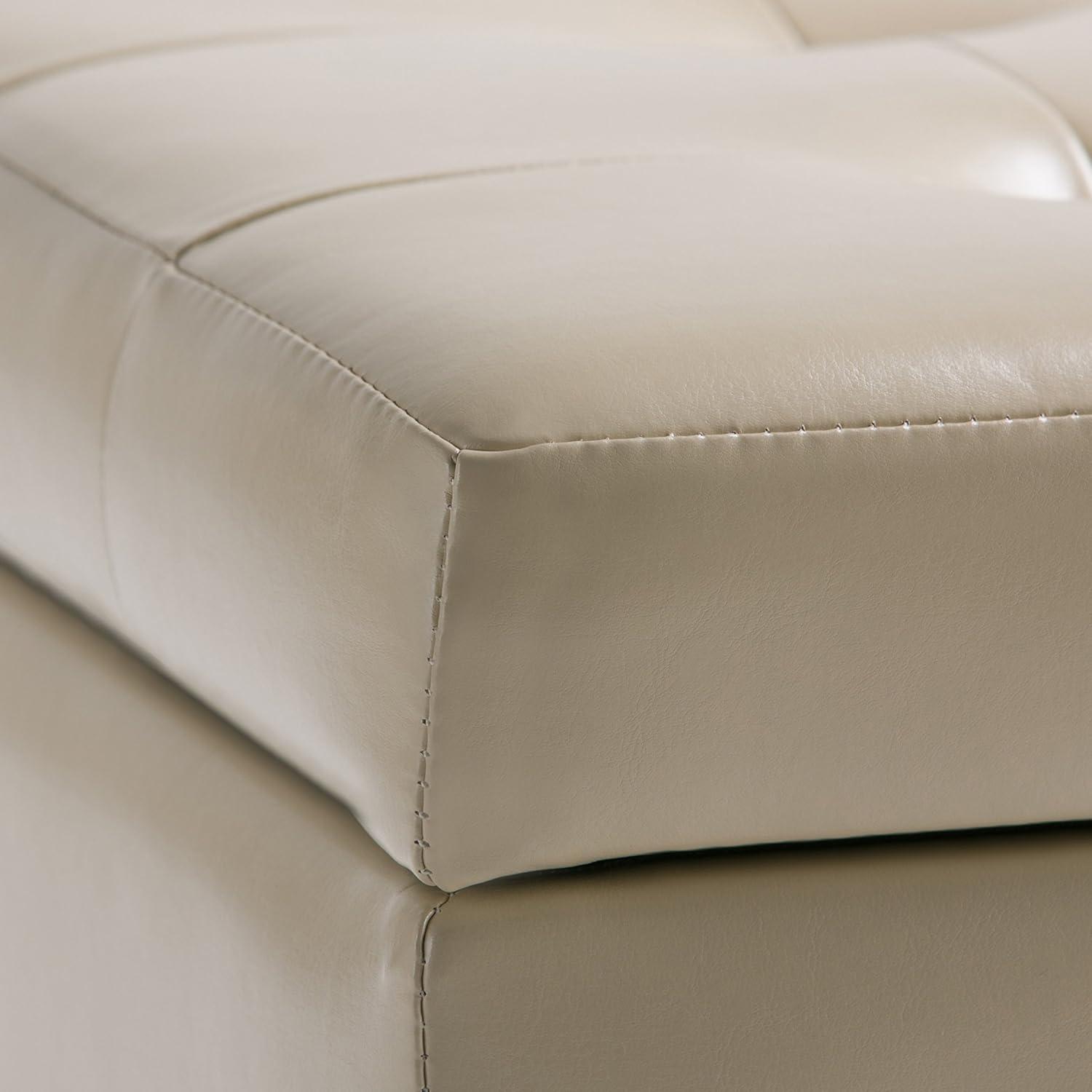 Simpli Home Cosmopolitan 34"W Upholstered Storage Ottoman with Tufted Design and Large Interior Storage