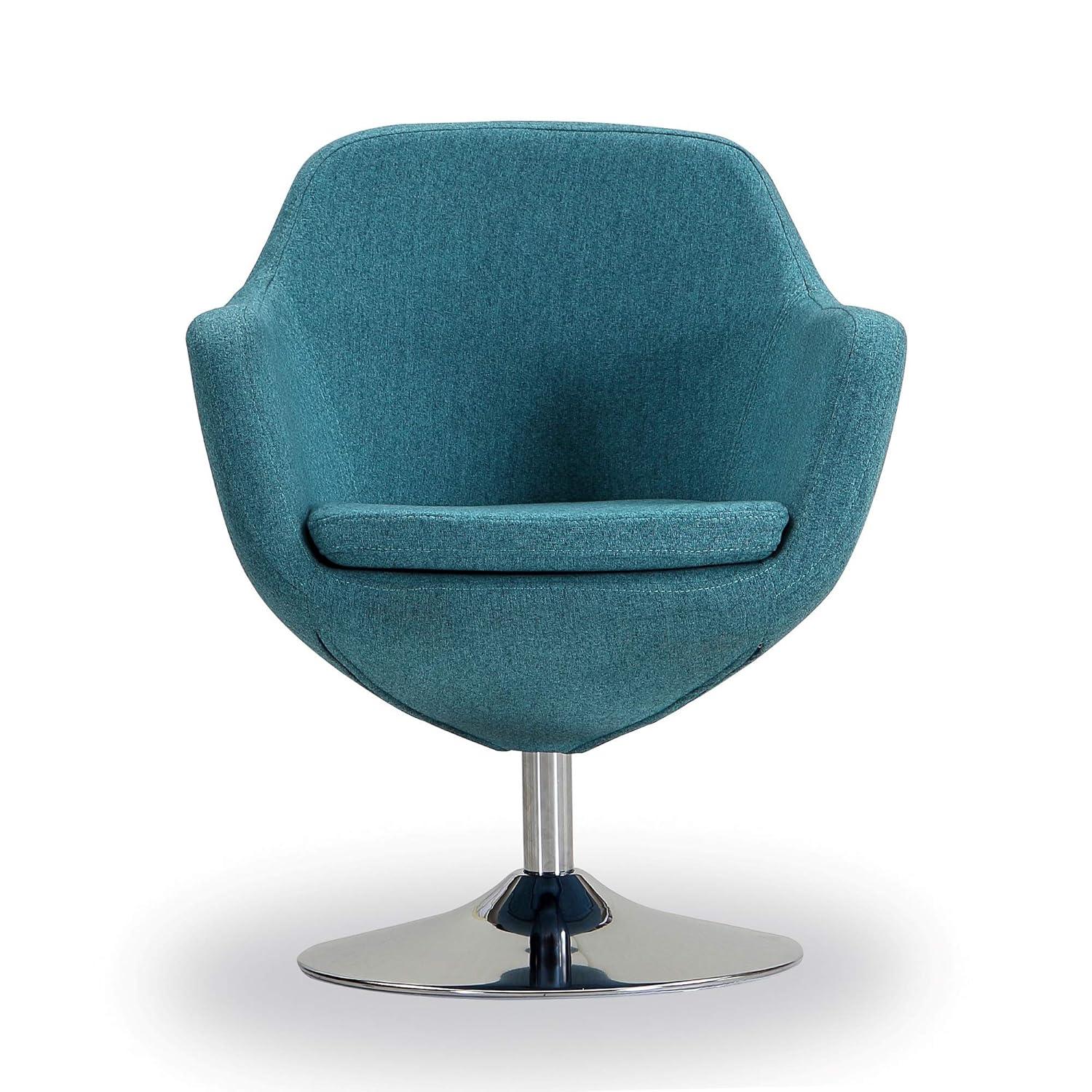 Caisson Faux Leather Swivel Accent Chair White: Polished Chrome Base, Removable Cushion - Manhattan Comfort