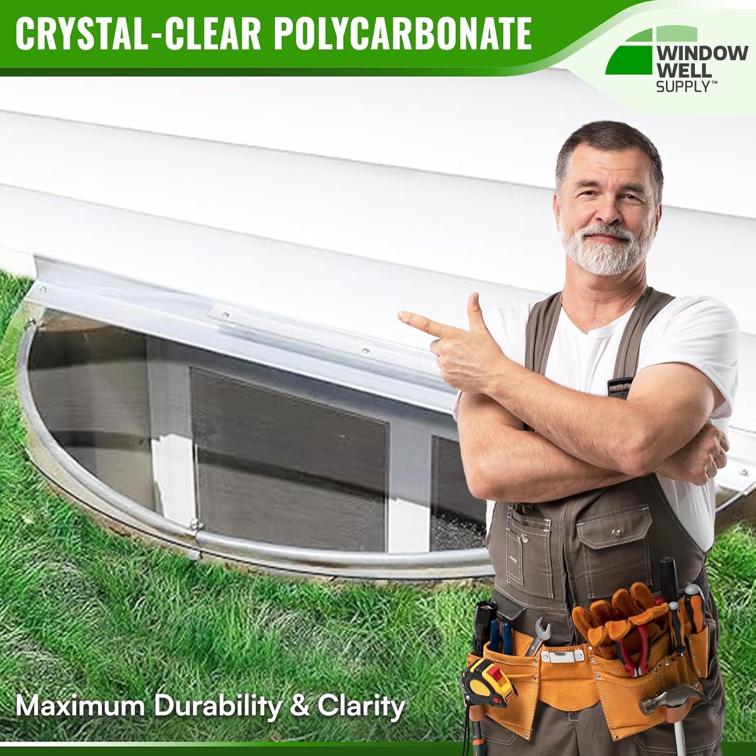 Clear Heavy-Duty Polycarbonate Window Well Cover with Aluminum Bracing