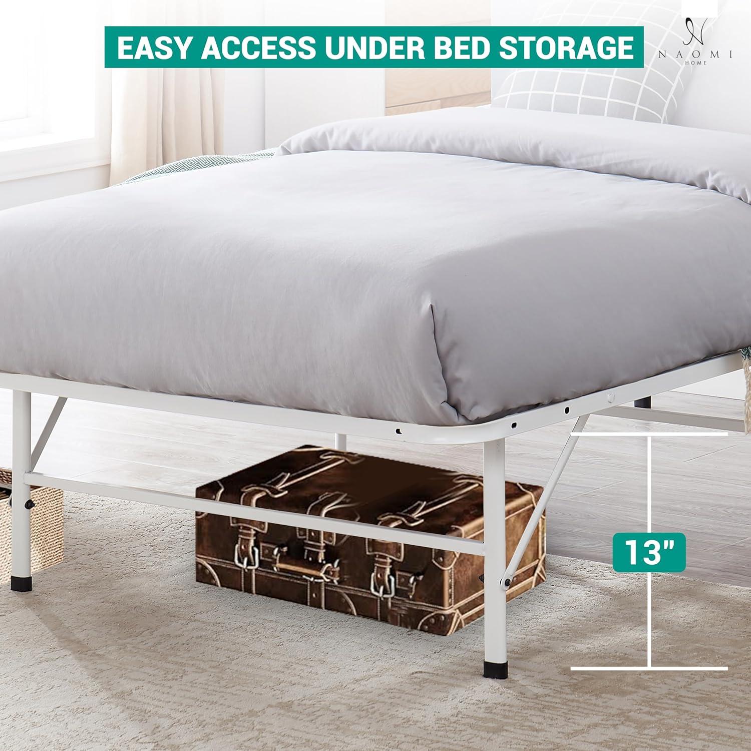 Alwyn Home Muscoy 14" Foldable Steel Bed Frame, No Box Spring Needed, Underbed Storage , Easy Assembly