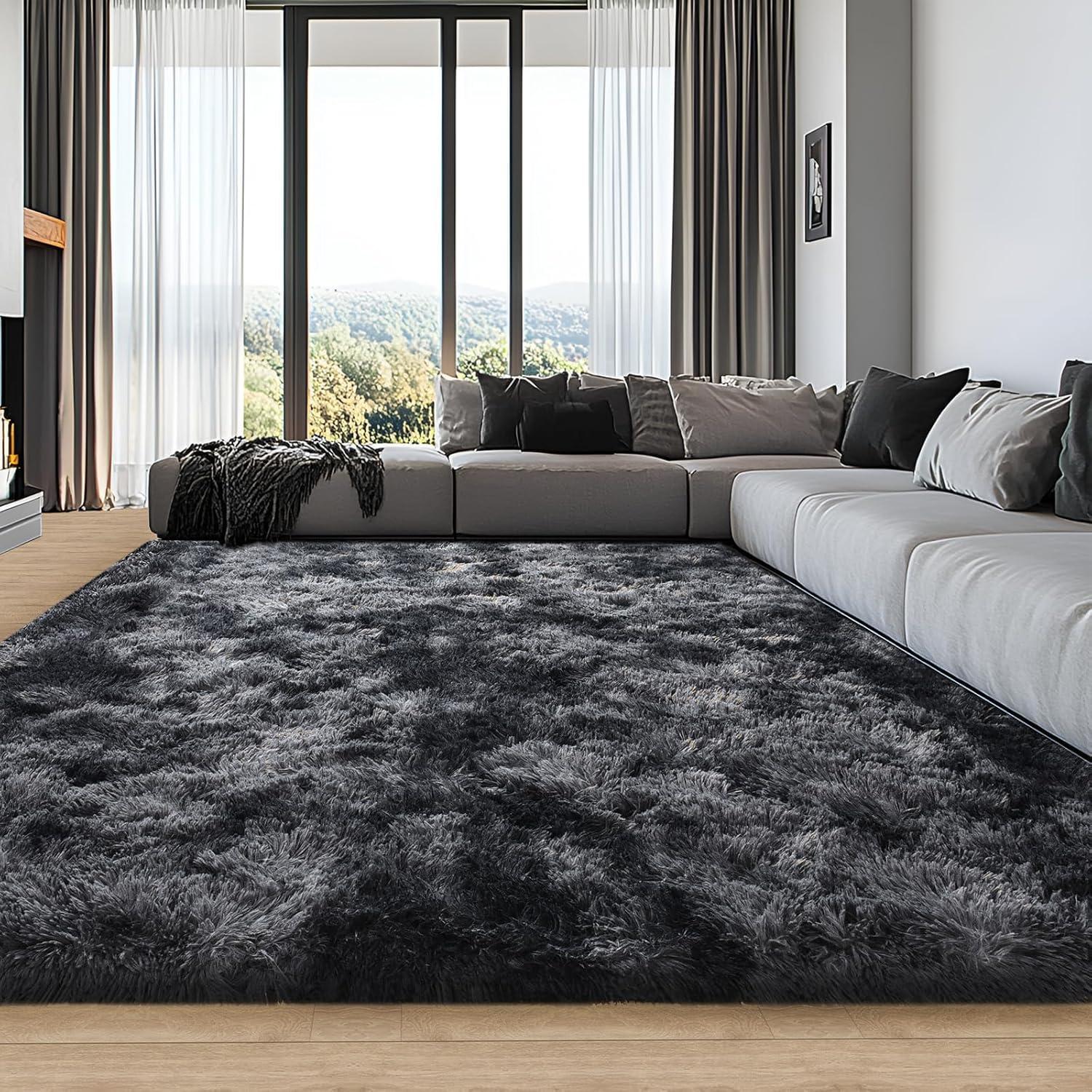 Large Shag Rug 6 x 9 for Living Room, Fluffy Blush Pink Area Rug for Girls Kids Bedroom, Soft Fuzzy Plush Throw Carpet, Non Slip Modern Indoor Shaggy Rug for Home Decor Aesthetic