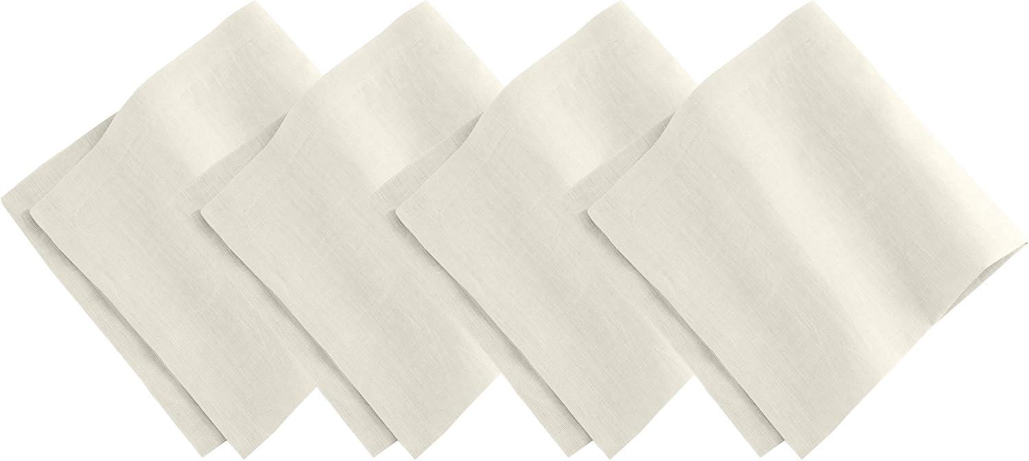 Ivory Linen Napkin Set with Mitered Hem, 21" x 21"