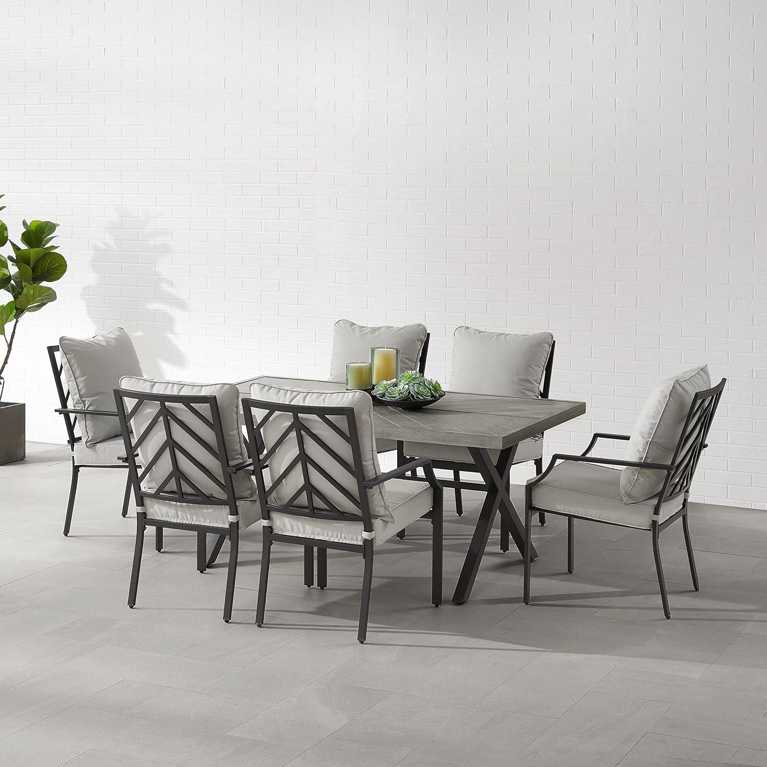 Crosley Furniture Otto 7-Piece Modern Metal Outdoor Dining Set in Gray/Black