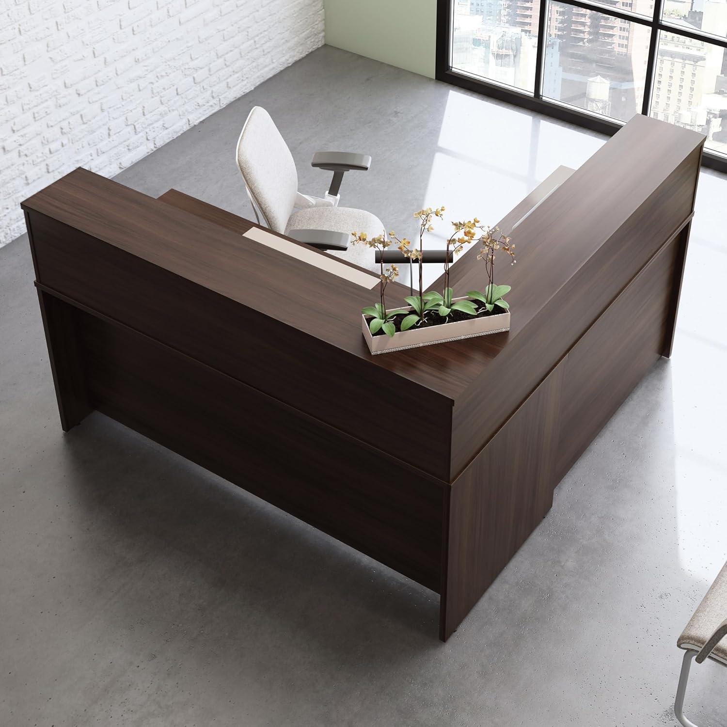 Sauder Affirm Engineered Wood Reception Station Hutch in Noble Elm/Brown