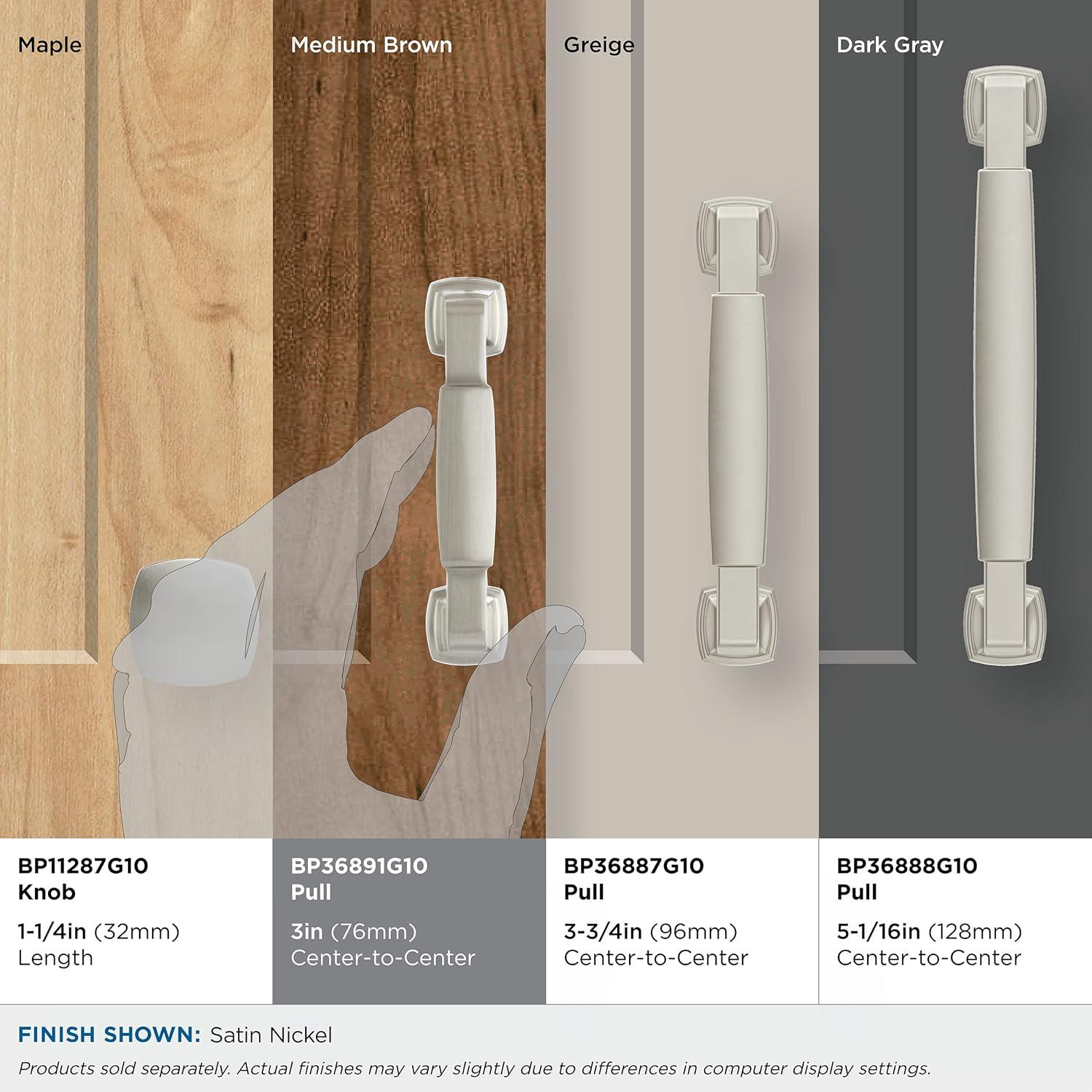 Amerock Stature 3 inch (76mm) Center-to-Center Satin Nickel Cabinet Pull