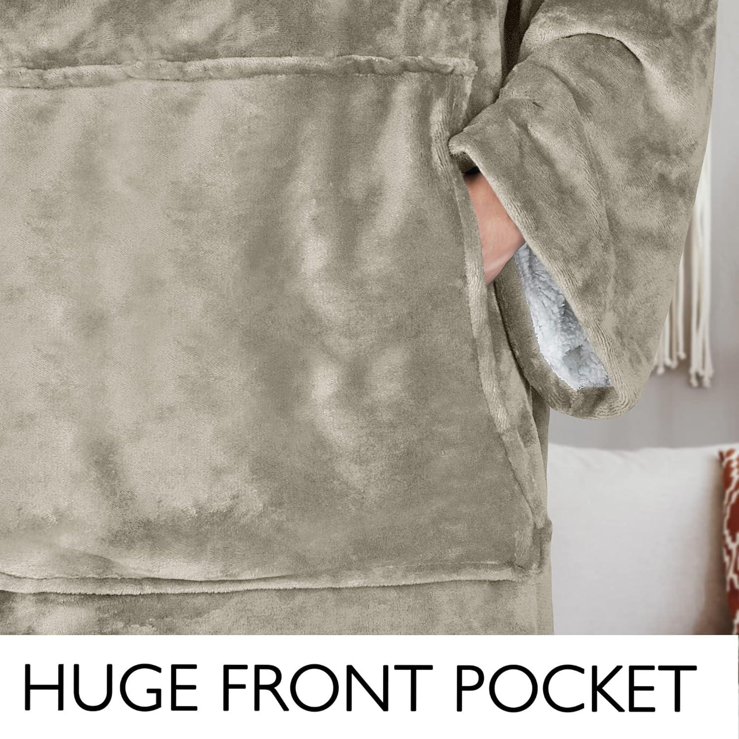 Catalonia Wearable Fleece Throws Blanket with Sleeves and Pocket for Women Men, Could Wrap Full Body Blanket Robe for Lounge Couch 70" x 52"，Machine Washable, Camel