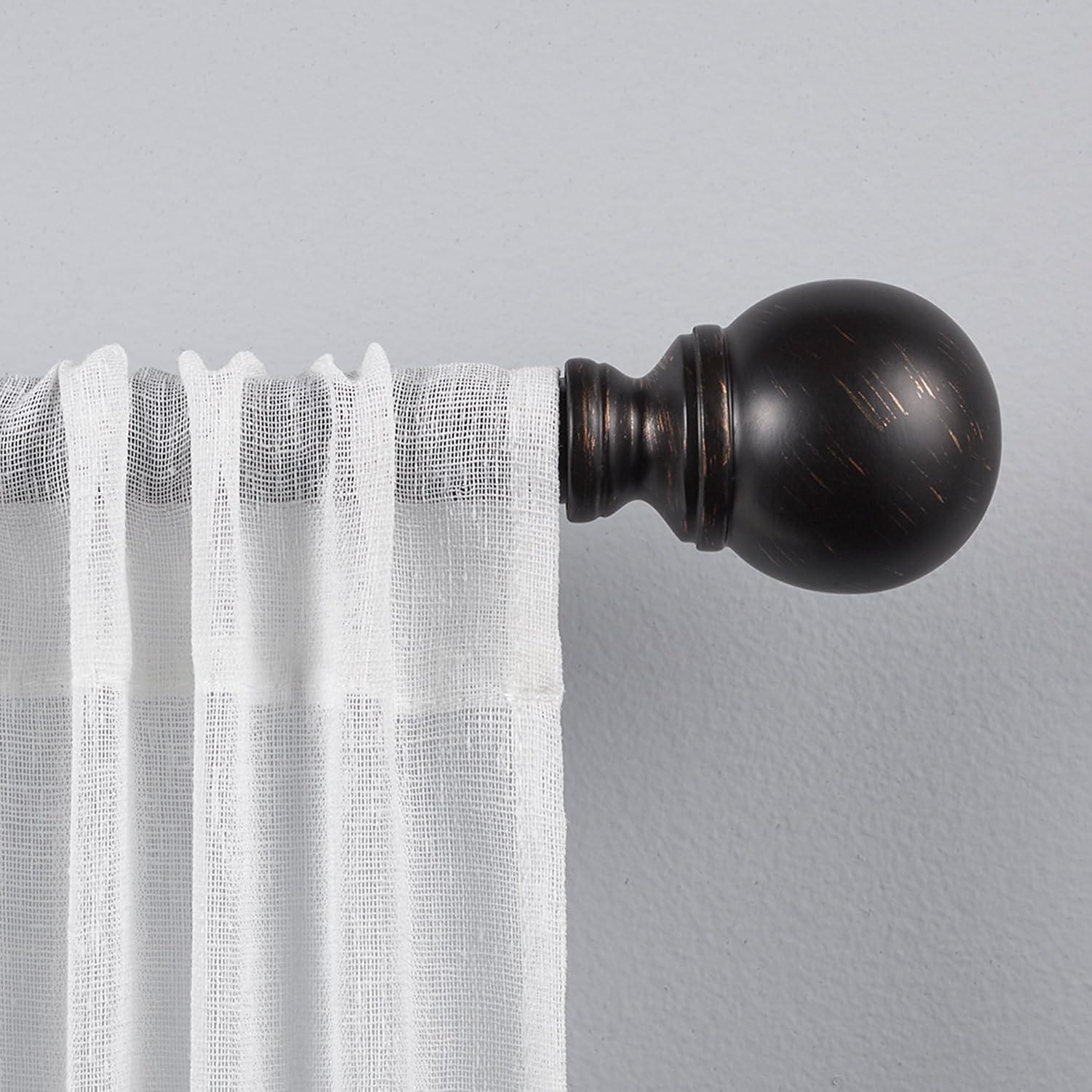 120"x66" Adjustable Sphere Curtain Rod & Finial Set Matte Bronze: 120 Inch, Iron, Single Rod, Exclusive Home