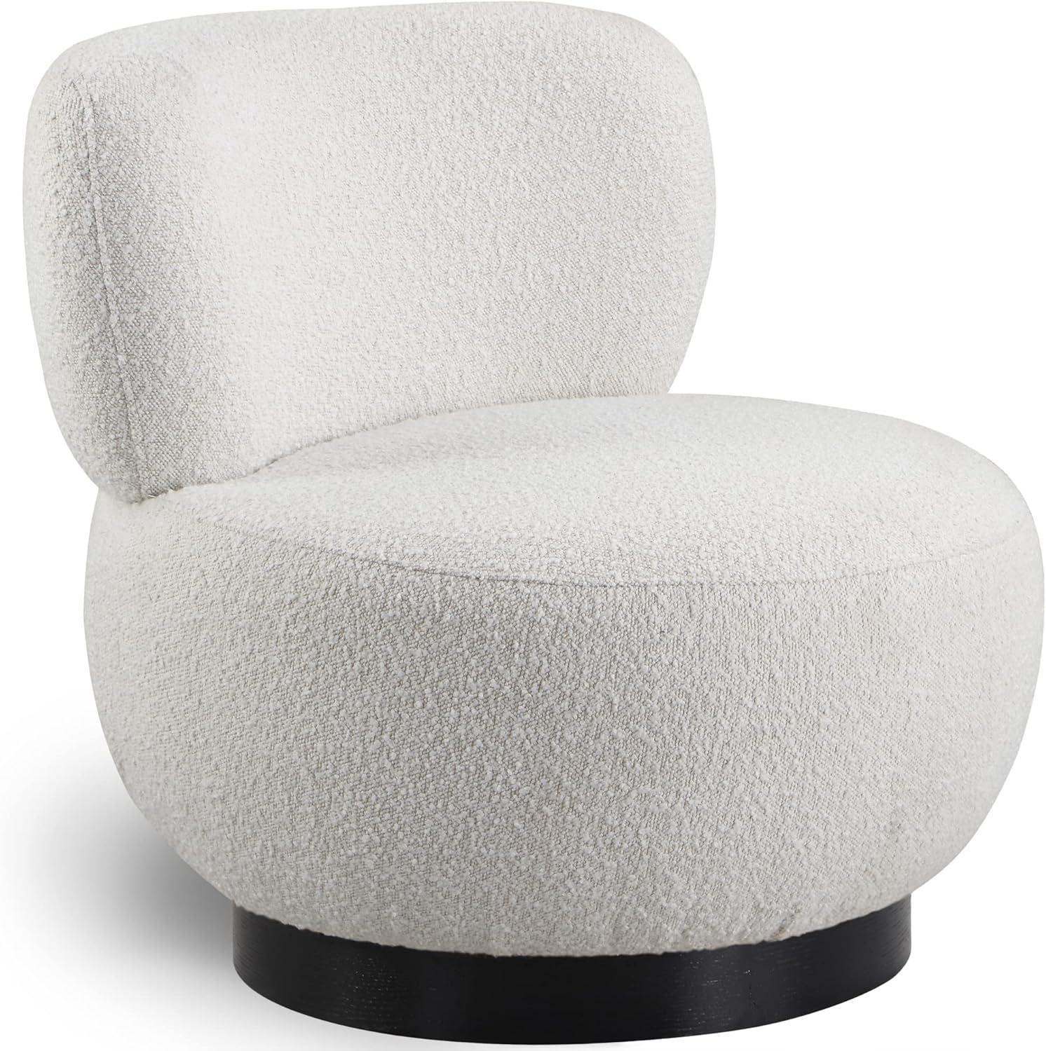 Calais Cream Boucle Fabric Mid-Century Modern Accent Chair