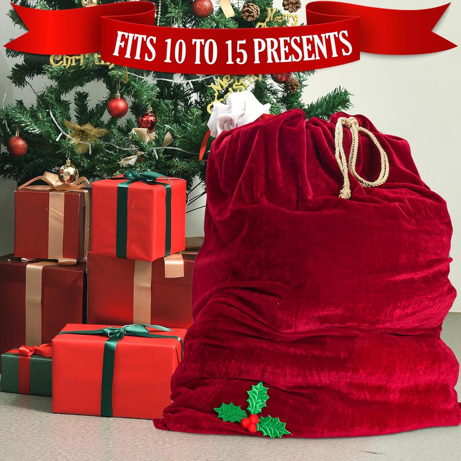 Sunnywood Santa Drawstring Gift Bag in Red