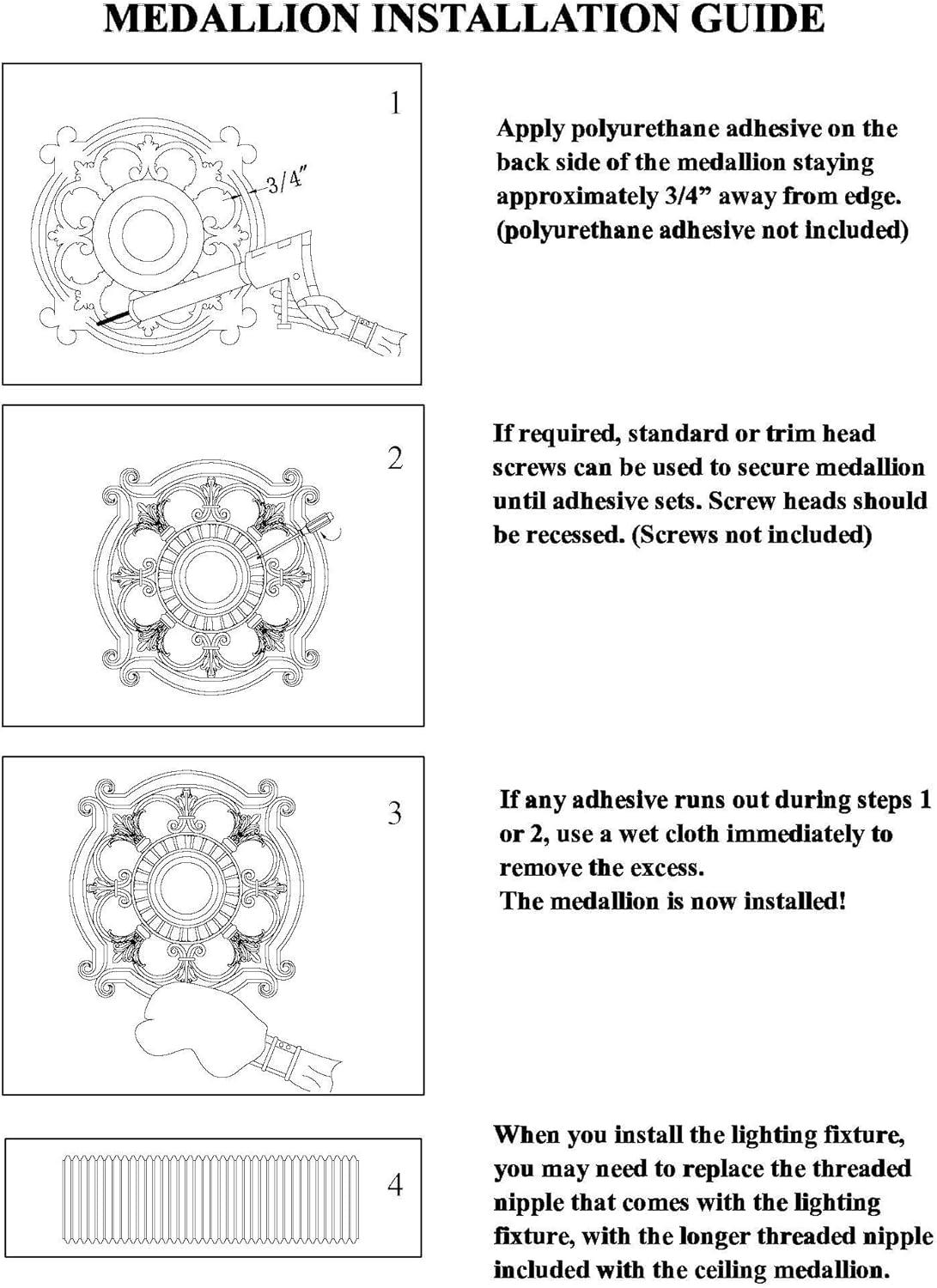 White Polyurethane Ornate Ceiling Medallion, 23.5" x 1.5"