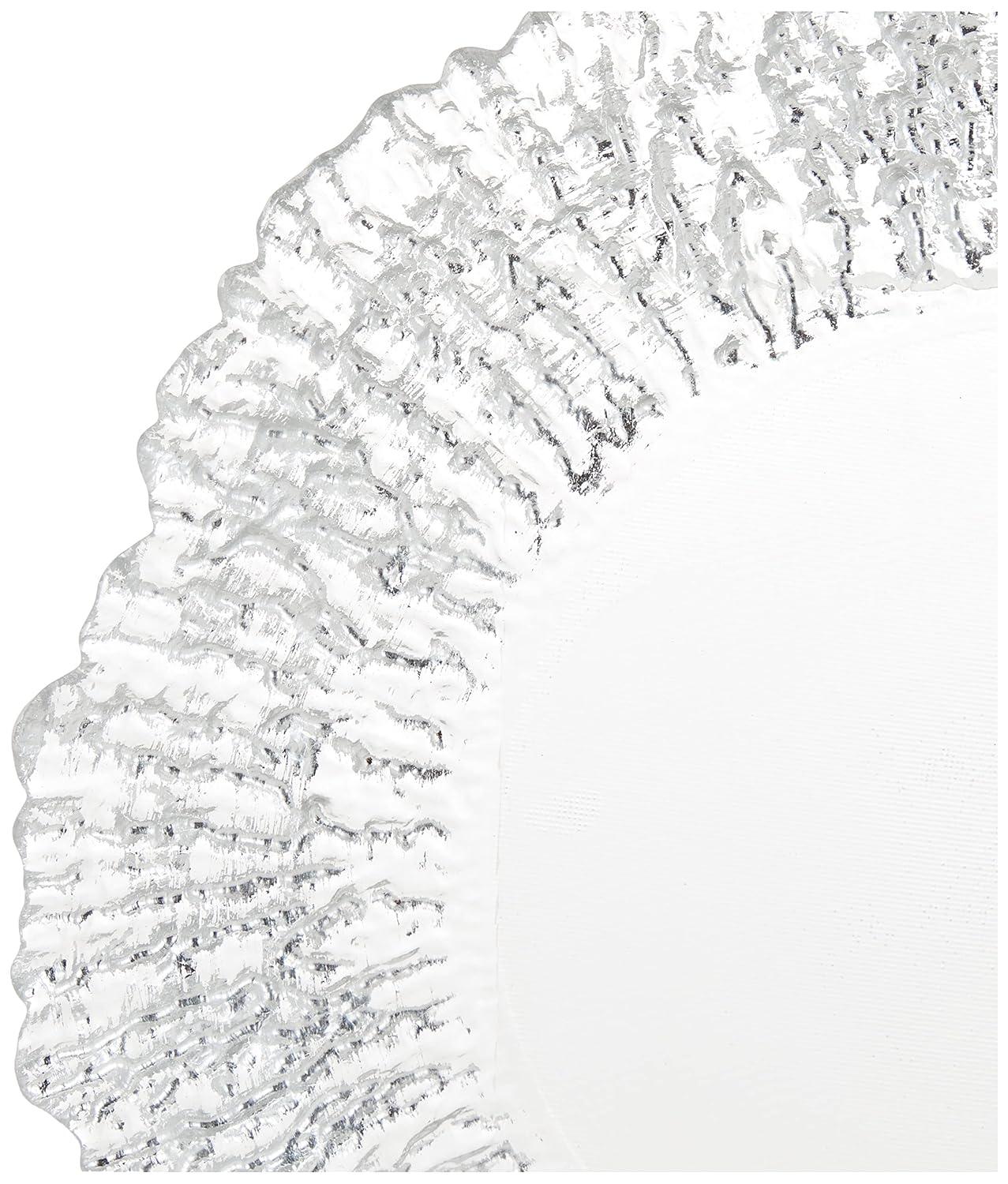 Silver Glass Flower Pattern Charger Plate, 14-inch