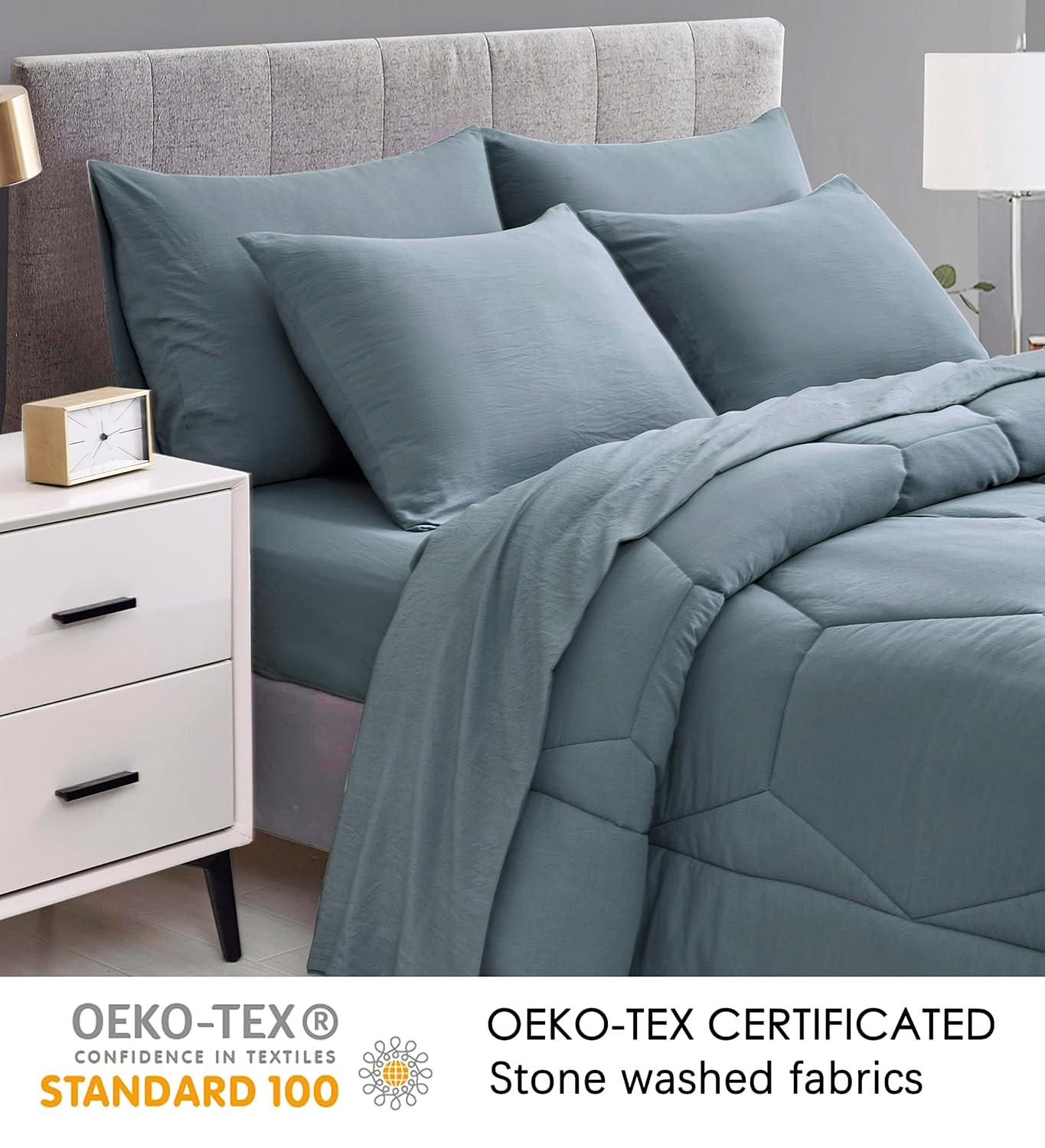 Chezmoi Collection Washed Microfiber Bedding Honeycomb Comforter Set