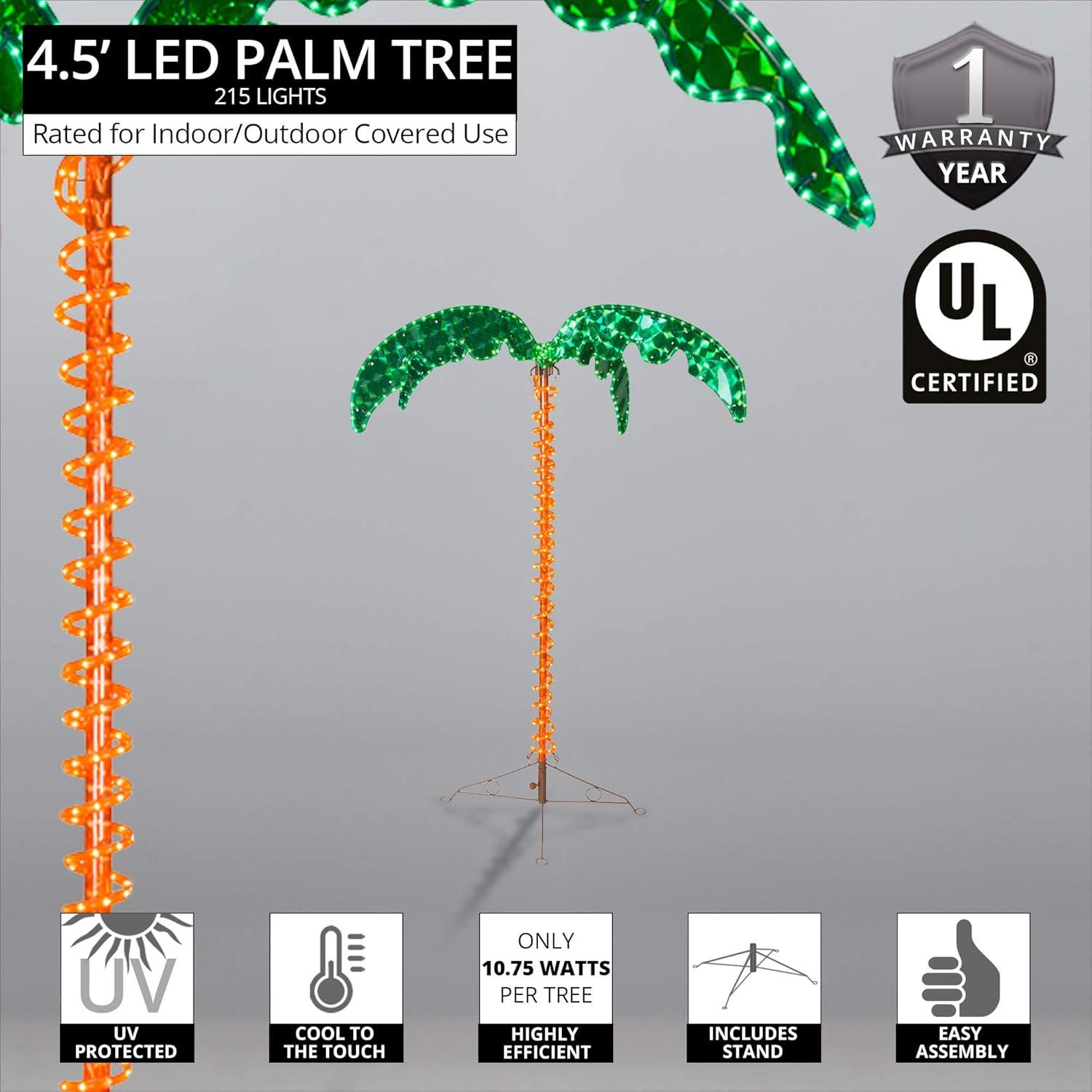 Wintergreen Lighting Holographic Lighted Palm Tree 4.5ft Artificial Trees