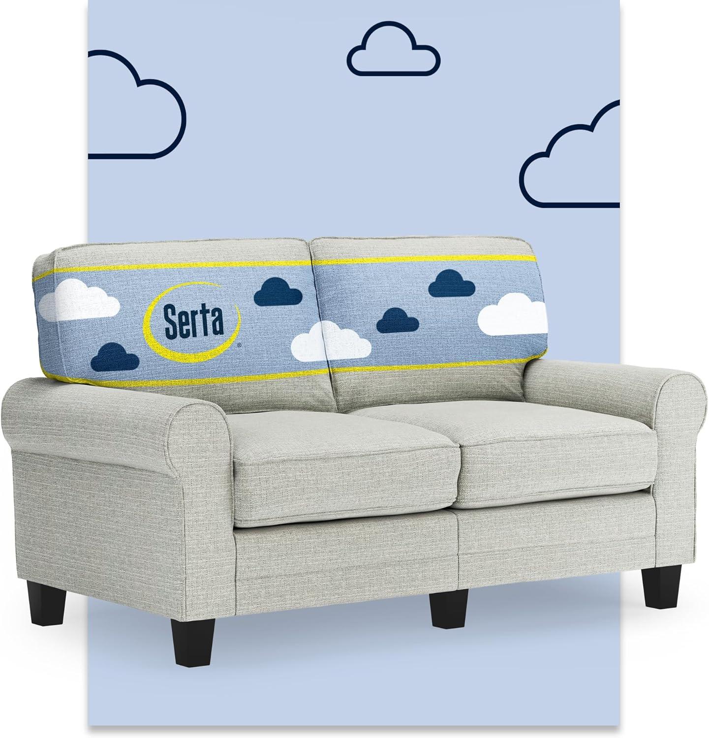 Serta Copenhagen 61" Rolled Arm Sofa, Easy Care Fabric, Soft Pillow Back, Pocket Coil Seat Cushions