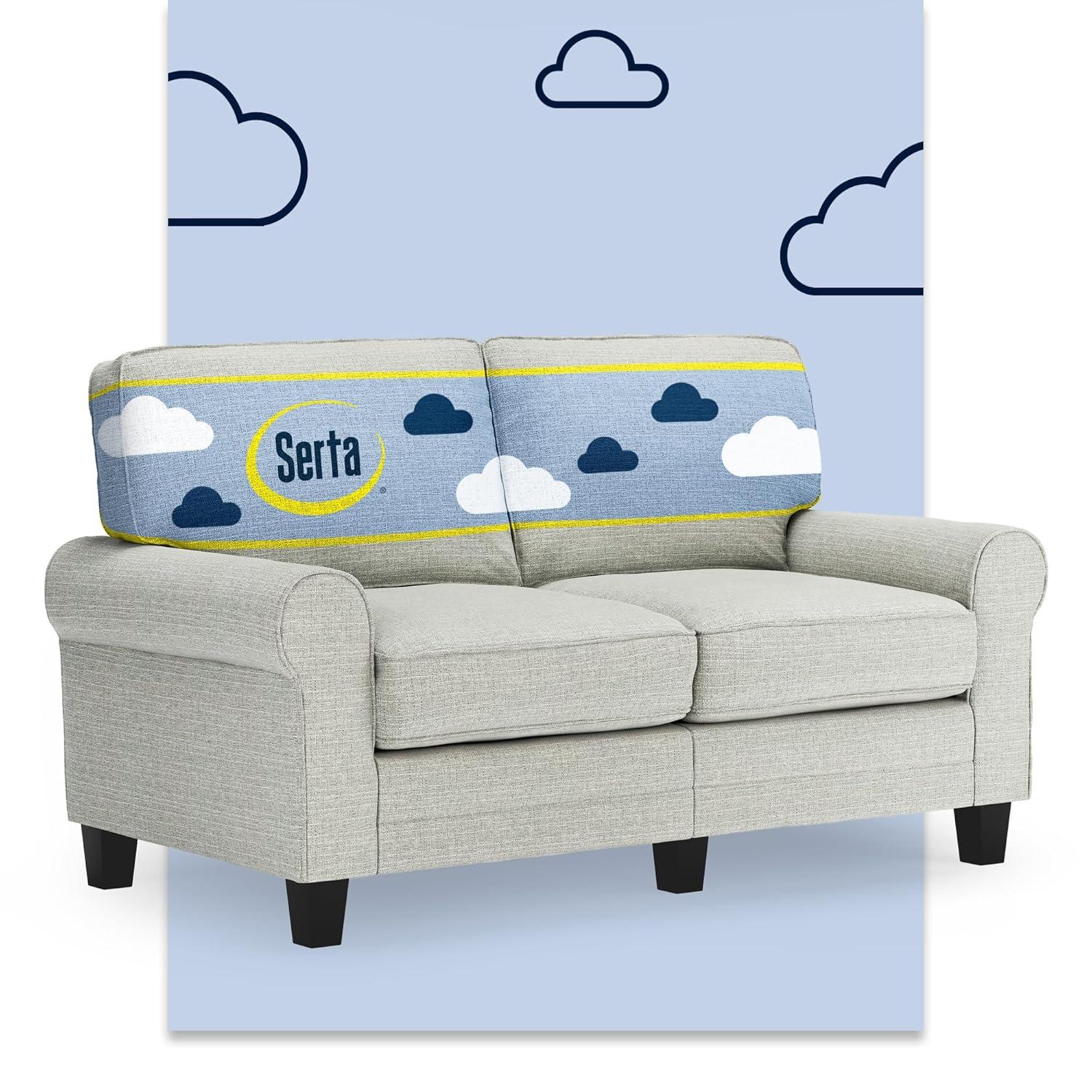 Serta Copenhagen 61" Rolled Arm Sofa, Easy Care Fabric, Soft Pillow Back, Pocket Coil Seat Cushions