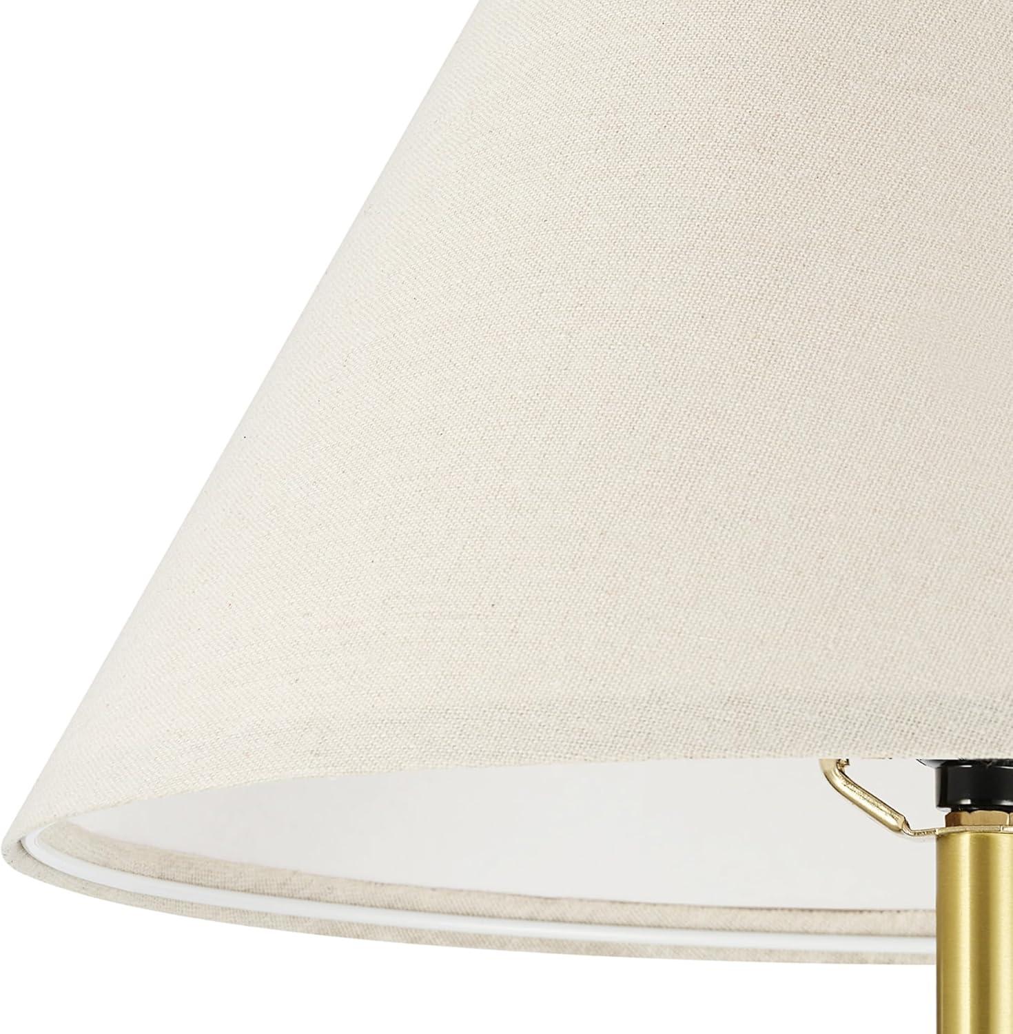 60" Matte Brass Floor Lamp with Beige Linen Shade