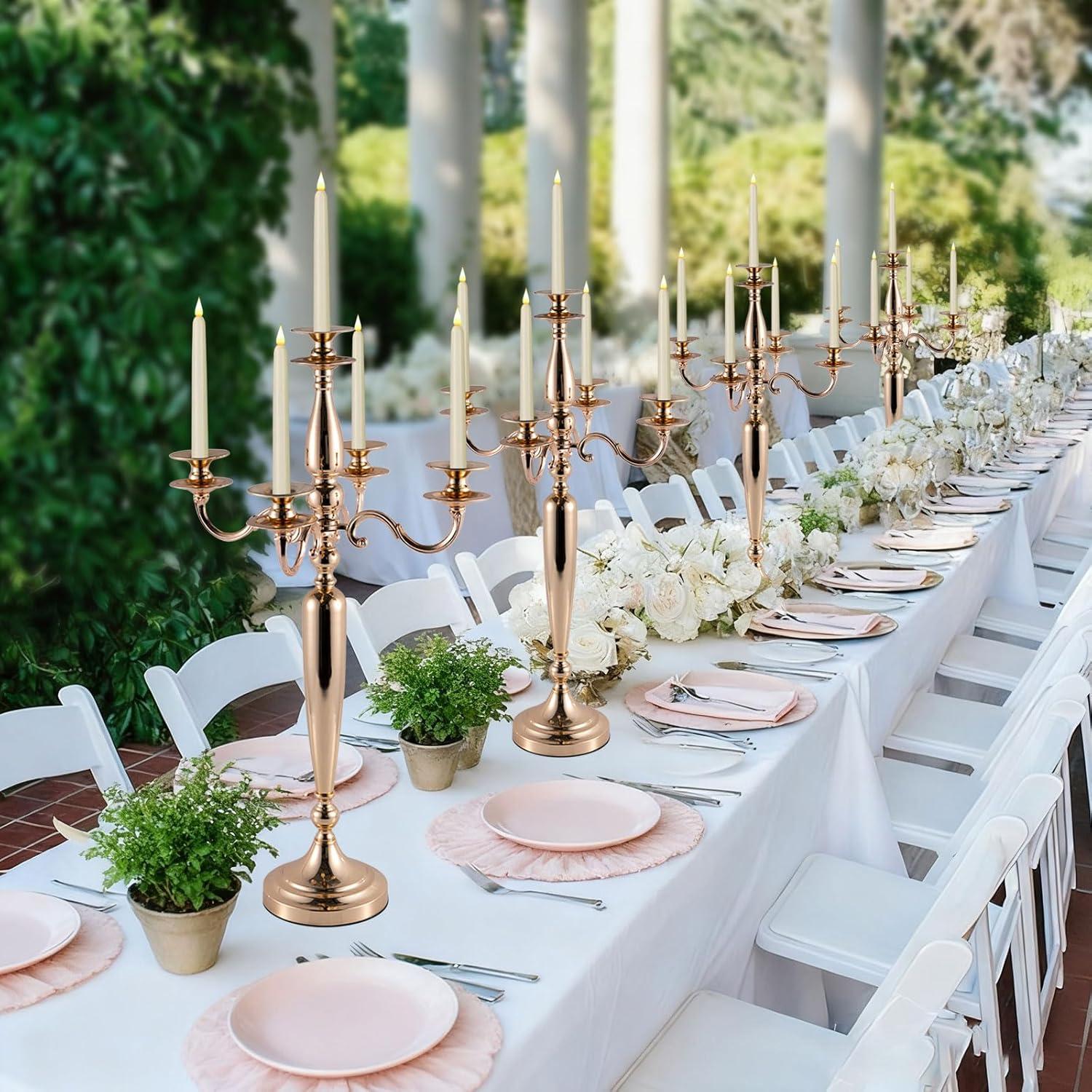 5 Arm Candelabra Candle Holder,  Candlestick Holder For Wedding Table Centerpieces, Halloween Christmas Decorative Candelabra Candlestick