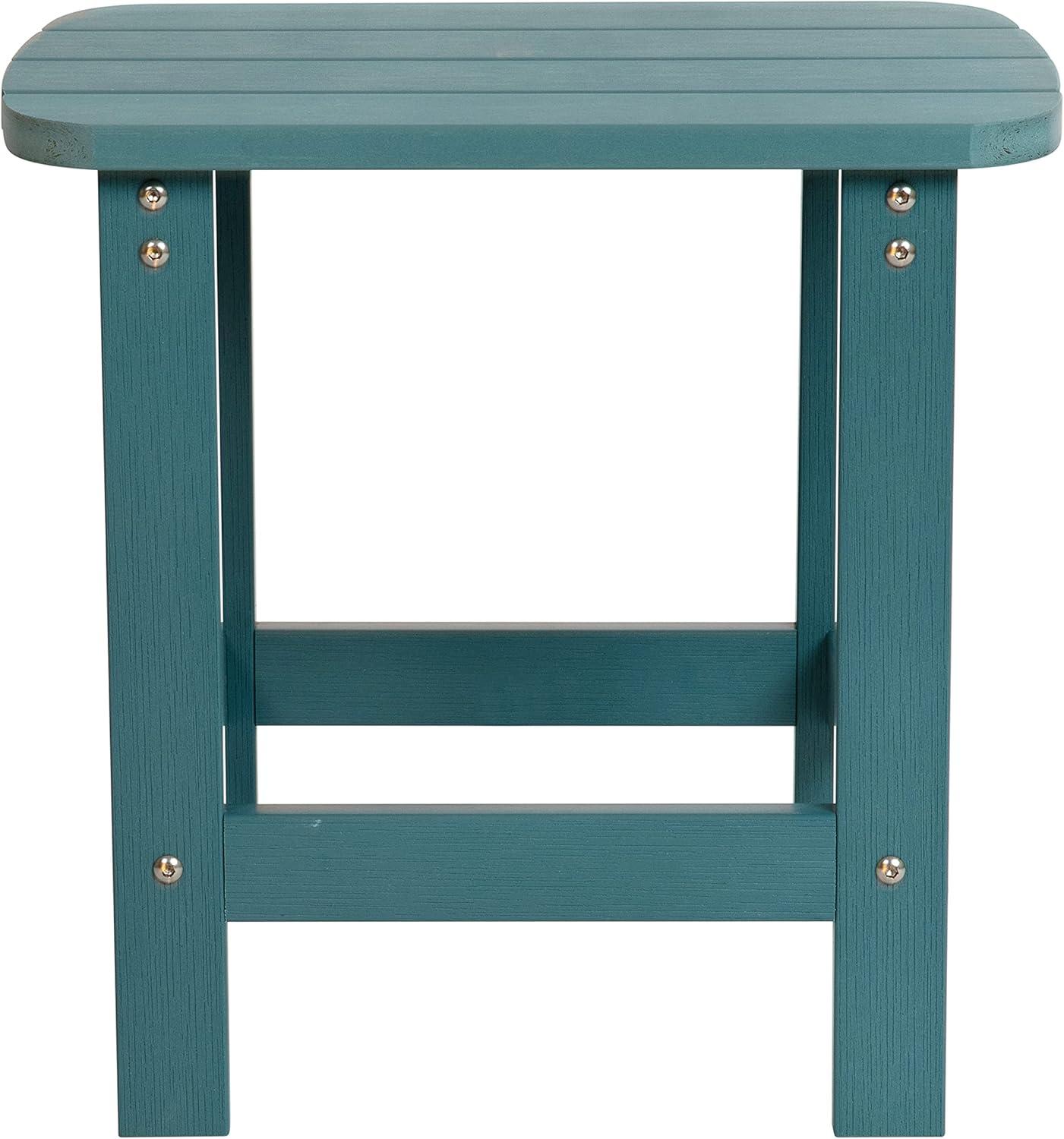Flash Furniture Charlestown All-Weather Poly Resin Wood Adirondack Side Table in Sea Foam