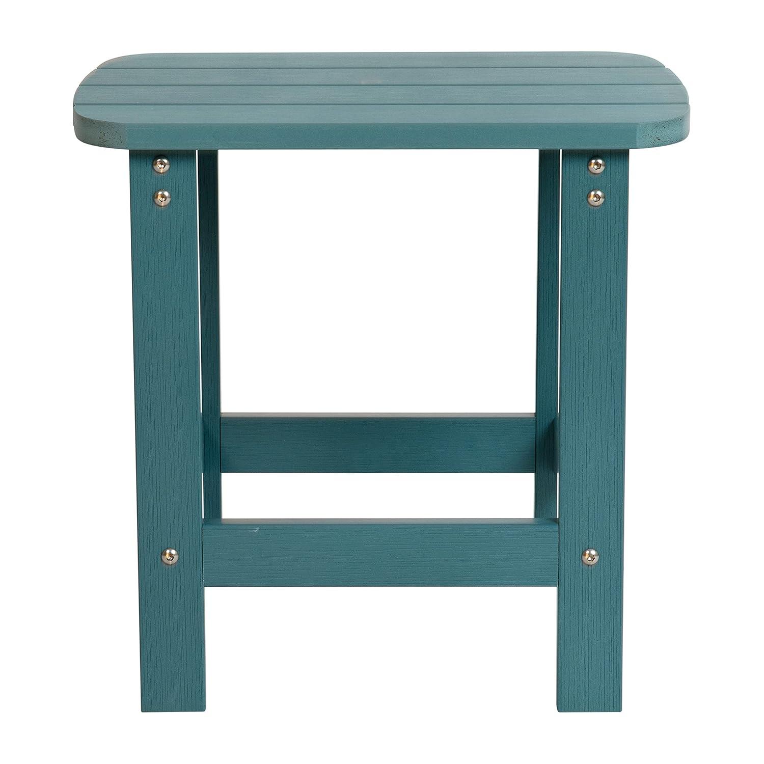 Flash Furniture Set of 2 Savannah All-Weather Poly Resin Wood Adirondack Rocking Chairs with Side Table in Sea Foam