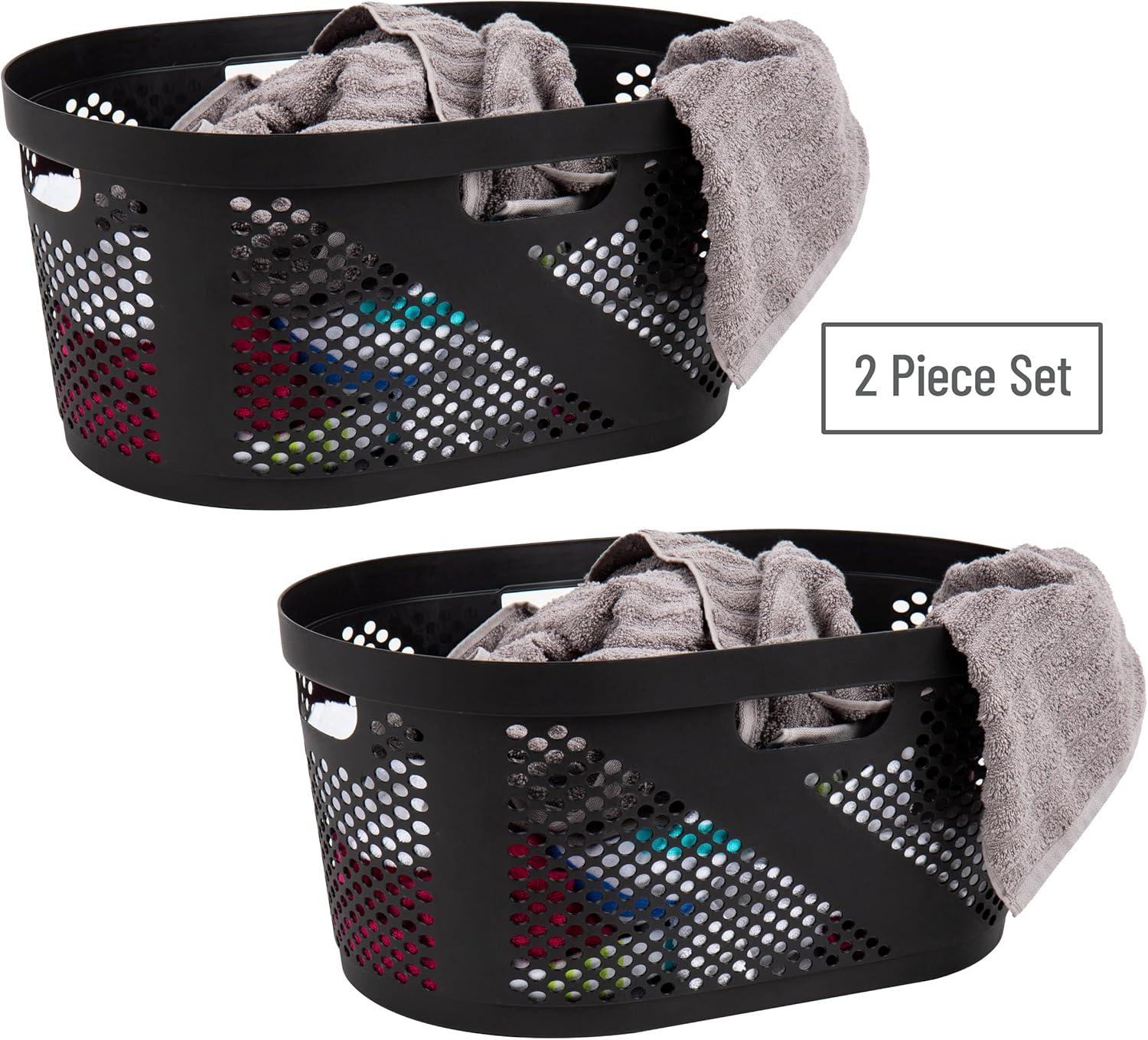 Mind Reader Mind Reader 40L Laundry Basket, Clothes Hamper, Ventilated, Plastic, 23"L x 14.5"W x 10.5"H, 2 Pack (Set of 2)