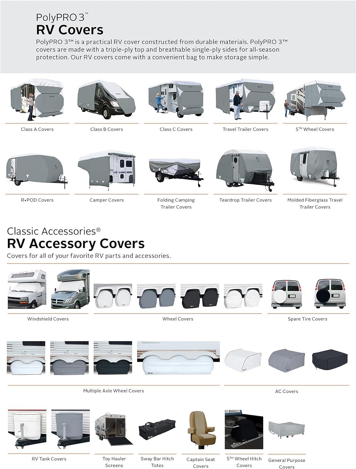 Classic Accessories Over Drive PolyPRO™3 Deluxe Pop-Up RV Cover, Fits 16' - 18' Trailers