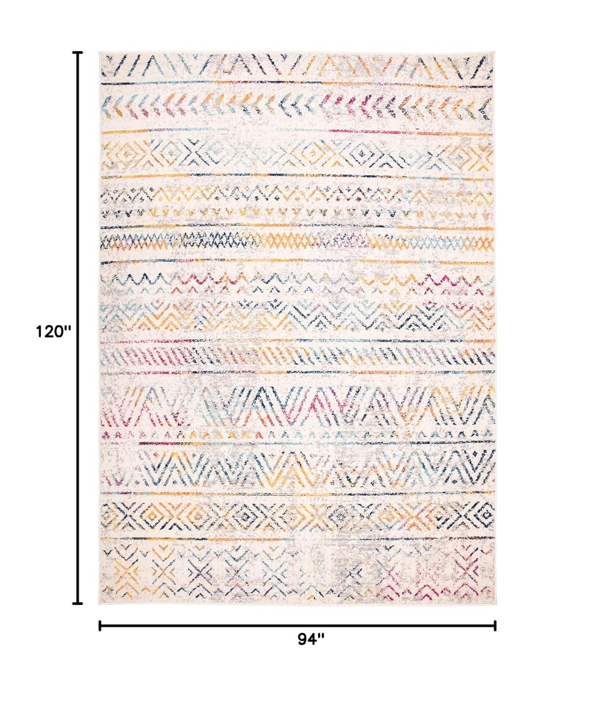 World Rug Gallery Geometric Distressed Bohemian Multicolored 5'x7' Area Rug