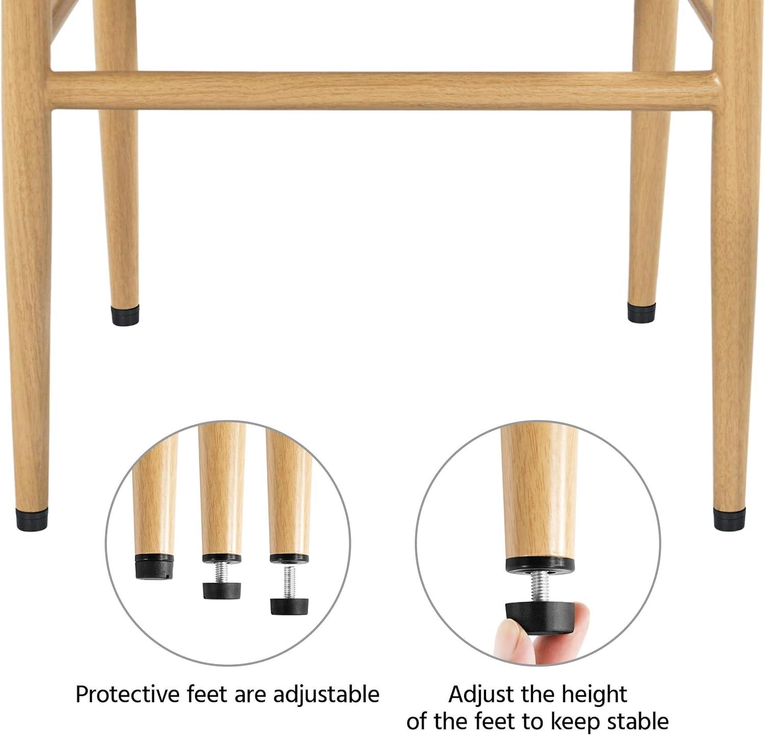 Natural Wood and Rattan Wishbone Arm Chair Set