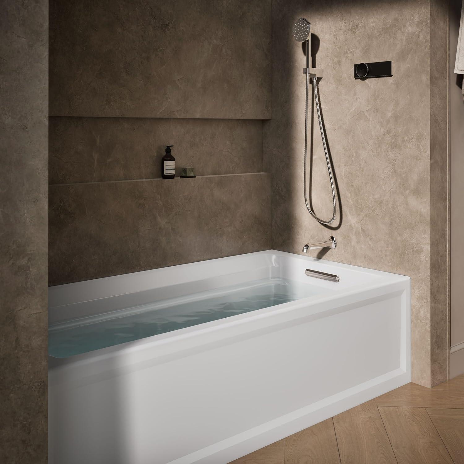 72" x 36" Acrylic Alcove Soaking Bathtub with Comfort Depth
