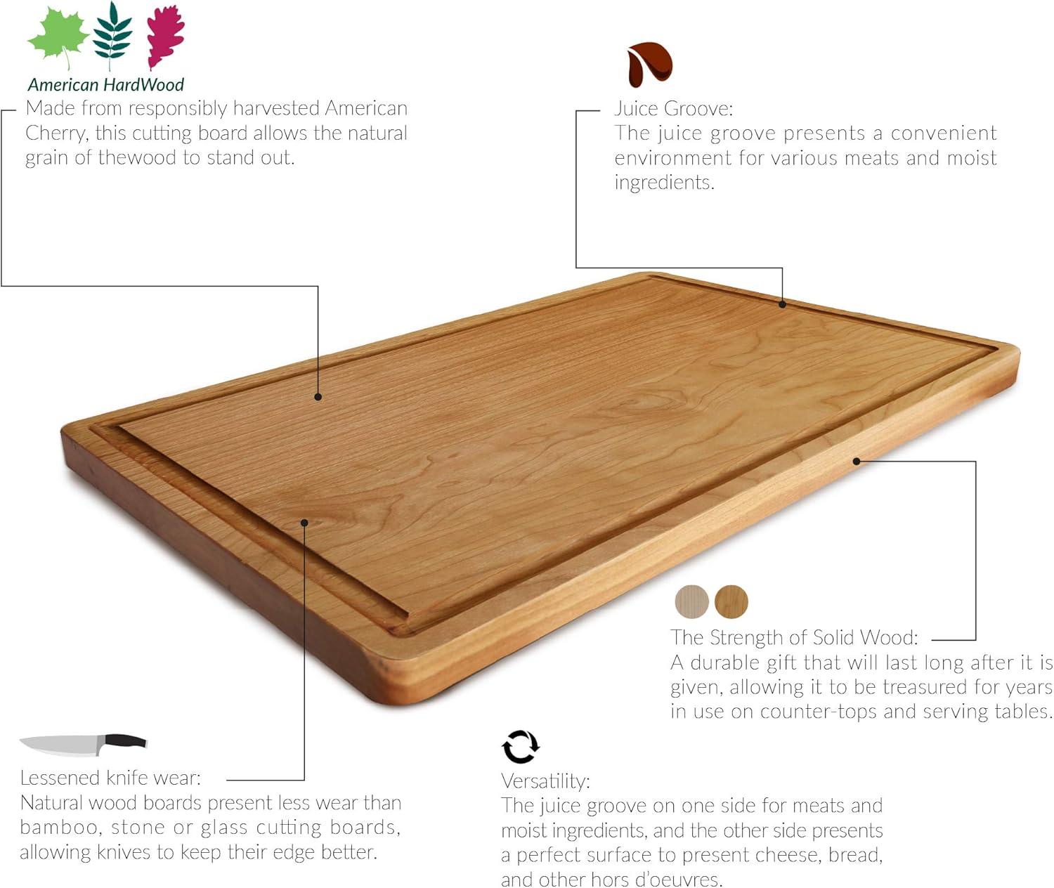 Delice Rectangle Cutting Board with Juice Drip Groove Cherry