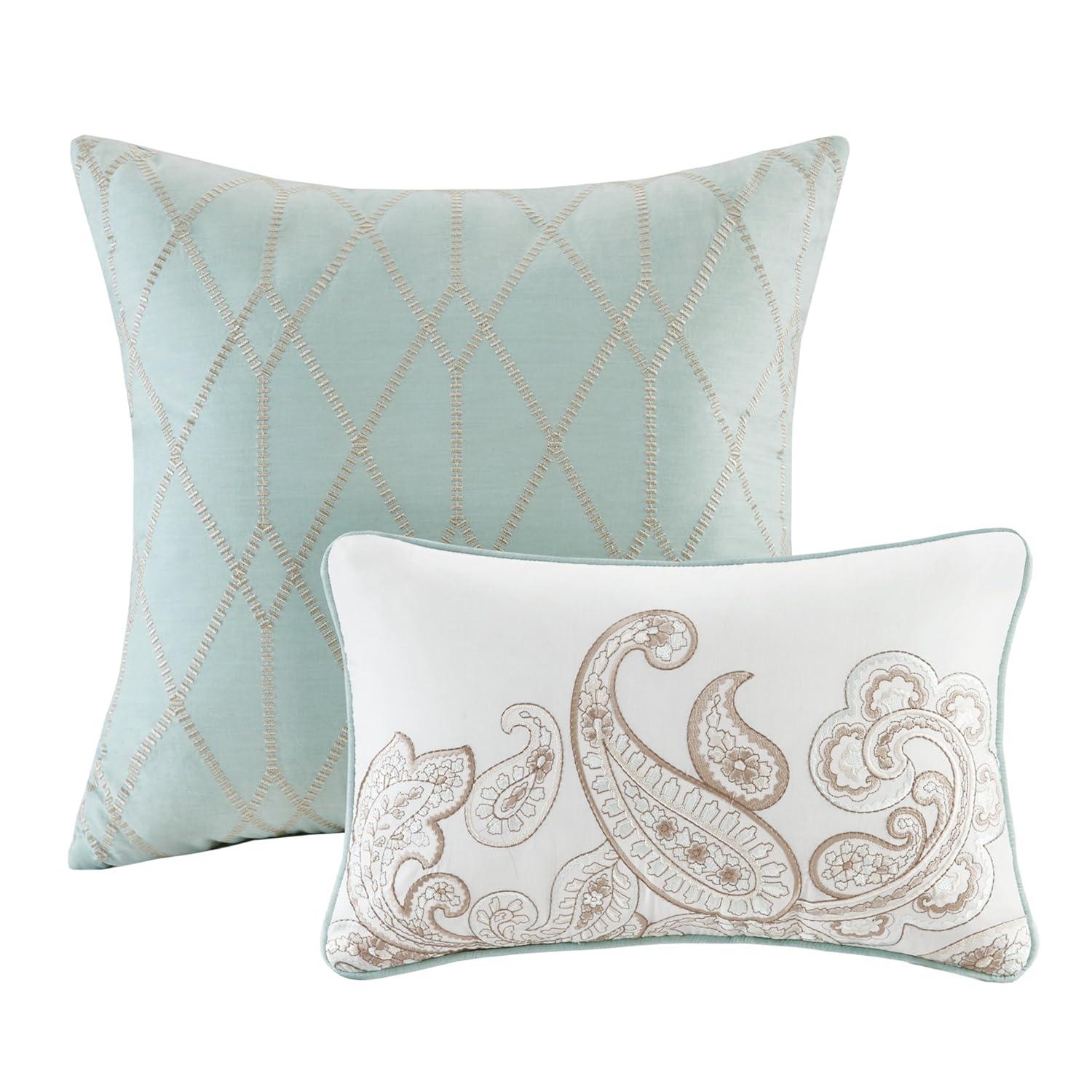 Dierdre Cotton Comforter Set (Full/Queen) 5-Piece - Blue: Madison Park, Paisley Pattern, Machine Washable