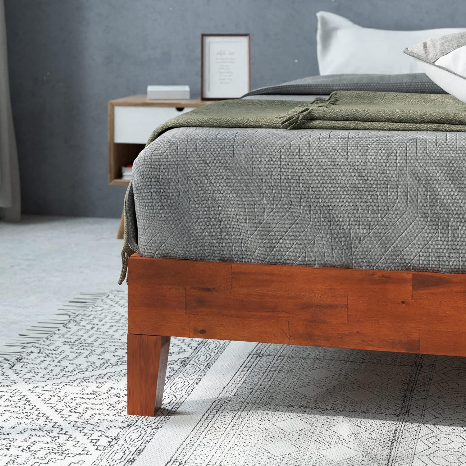 Cherry Queen Wood Frame Platform Bed with Slats