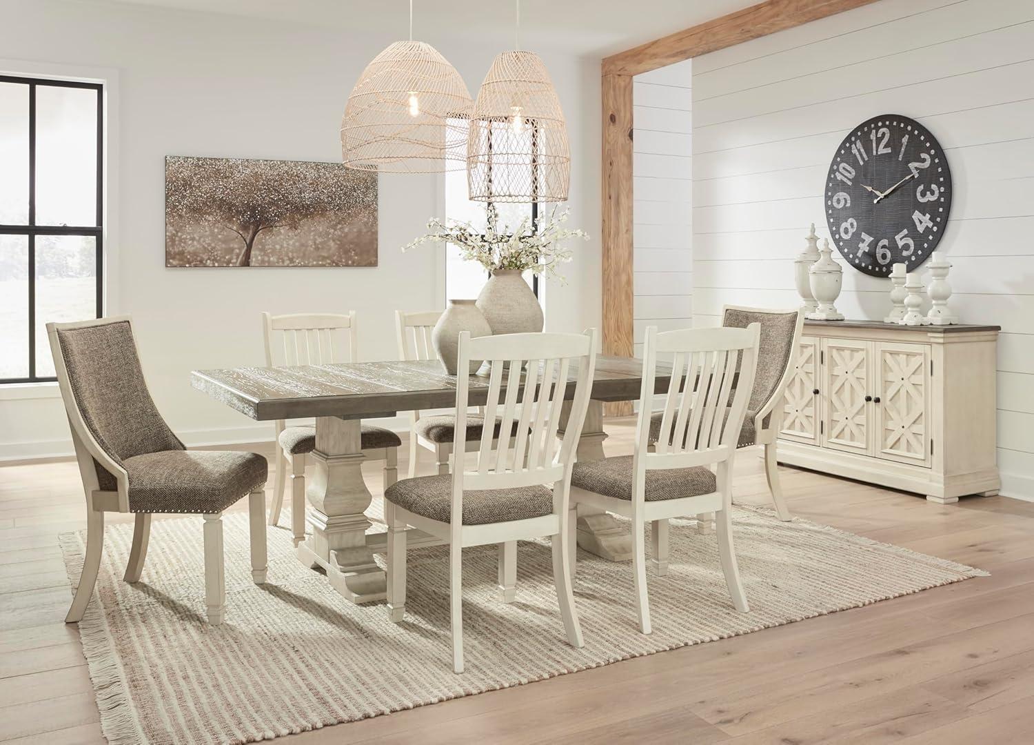 Signature Design by Ashley Bolanburg Modern Farmhouse Upholstered Dining Chair, Set of 2, Brown