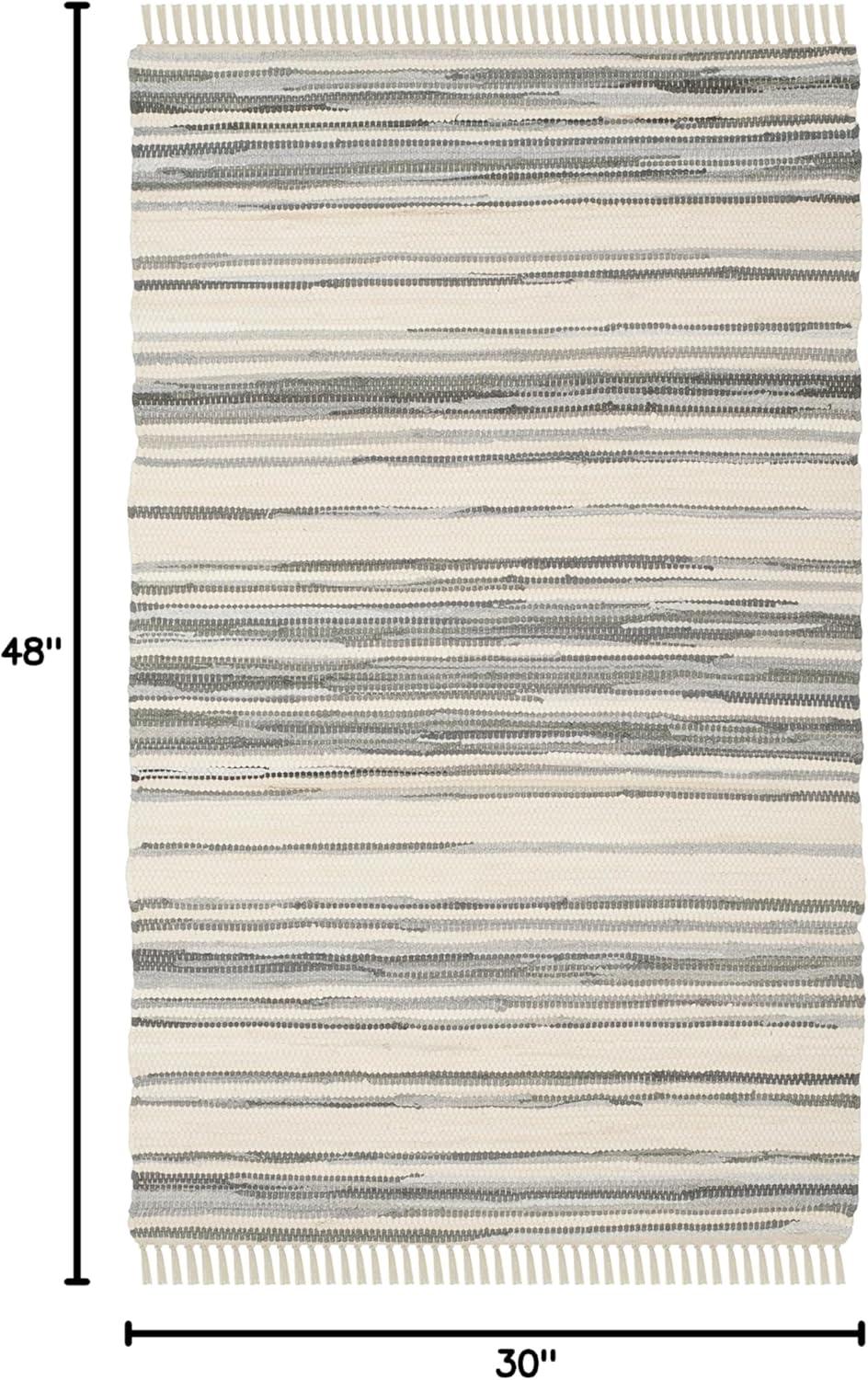 Rag Rug RAR126 Hand Woven Indoor Accent Rug - 2'6"x4' - Ivory/Grey - Safavieh