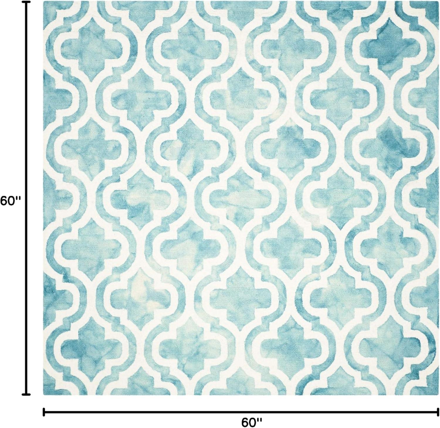 Dip Dye DDY537 Hand Tufted Indoor Area Rug - Turquoise/Ivory - 5'x5' - Safavieh