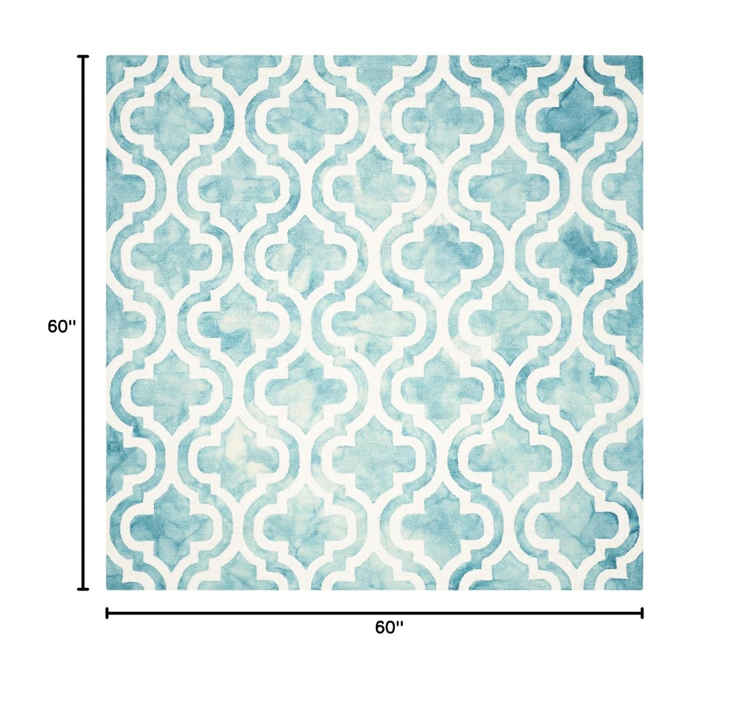 Dip Dye DDY537 Hand Tufted Indoor Area Rug - Turquoise/Ivory - 5'x5' - Safavieh