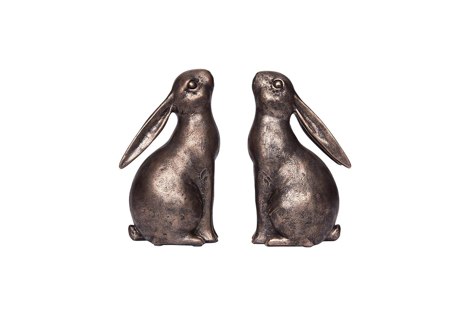 Bronze Resin Rabbit Bookends for Nursery Decor, Set of 2