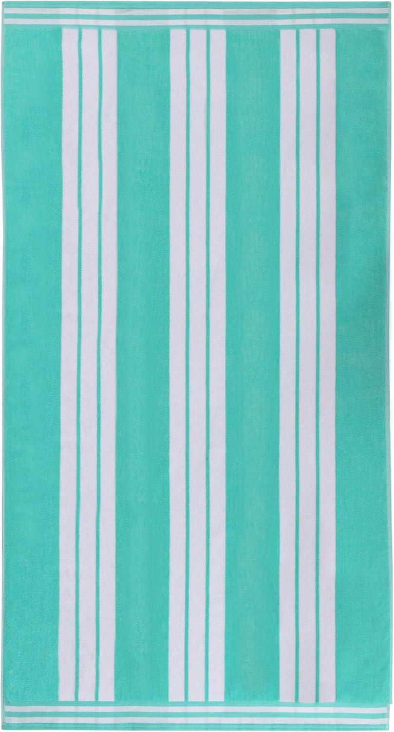 Superior Cotton Striped Oversized Beach Towel, 34" x 64", Mint