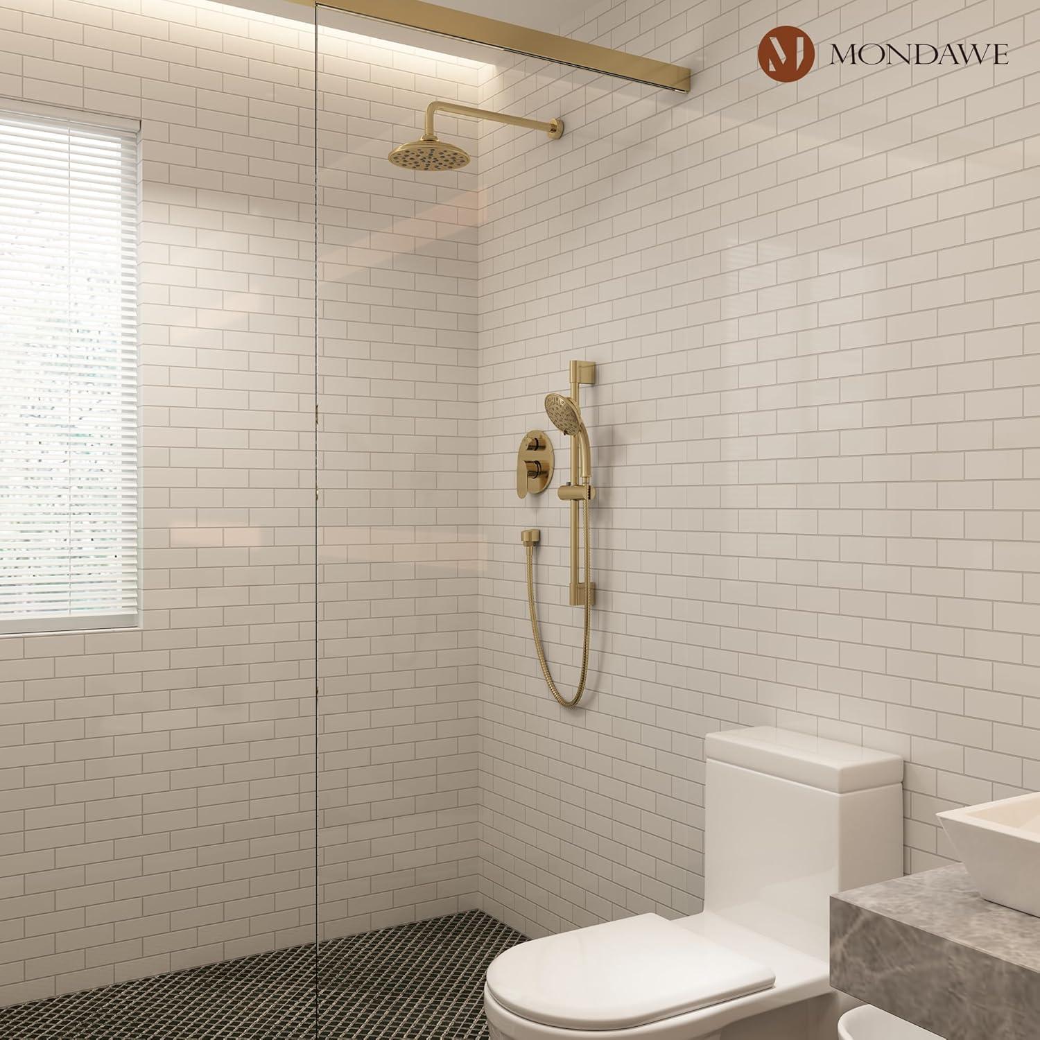 mondawe Calliope Wall Mounted 3 Function Retro Shower System with 3 Setting Handheld MD-A3815-BG3