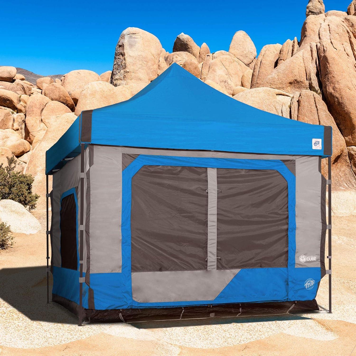 E-Z UP 10' x 10' Gray and Blue Camping Cube Tent