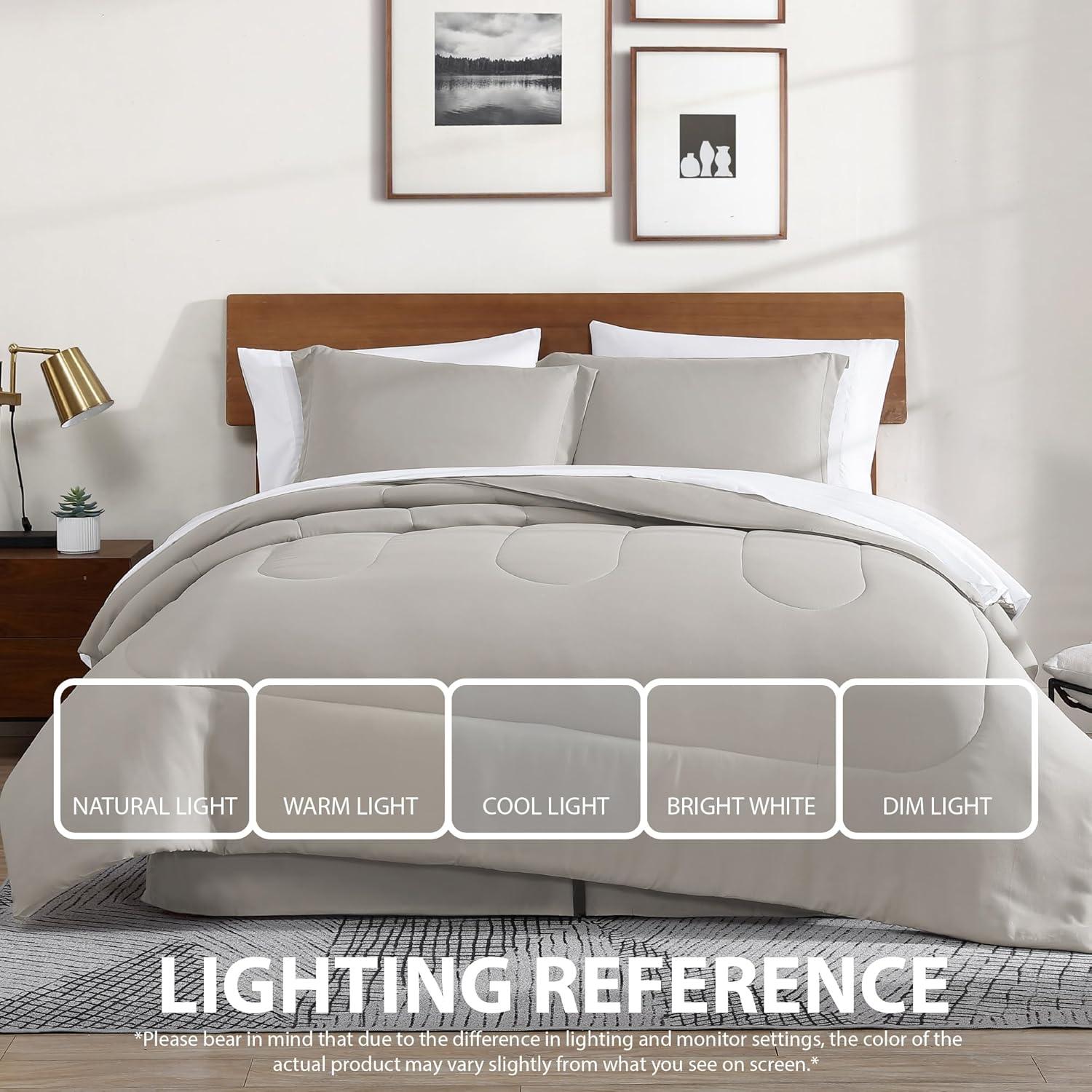 Swift Home | 8-Piece Ultra Soft Solid Bed-In-A-Bag Bedding Set Taupe Queen