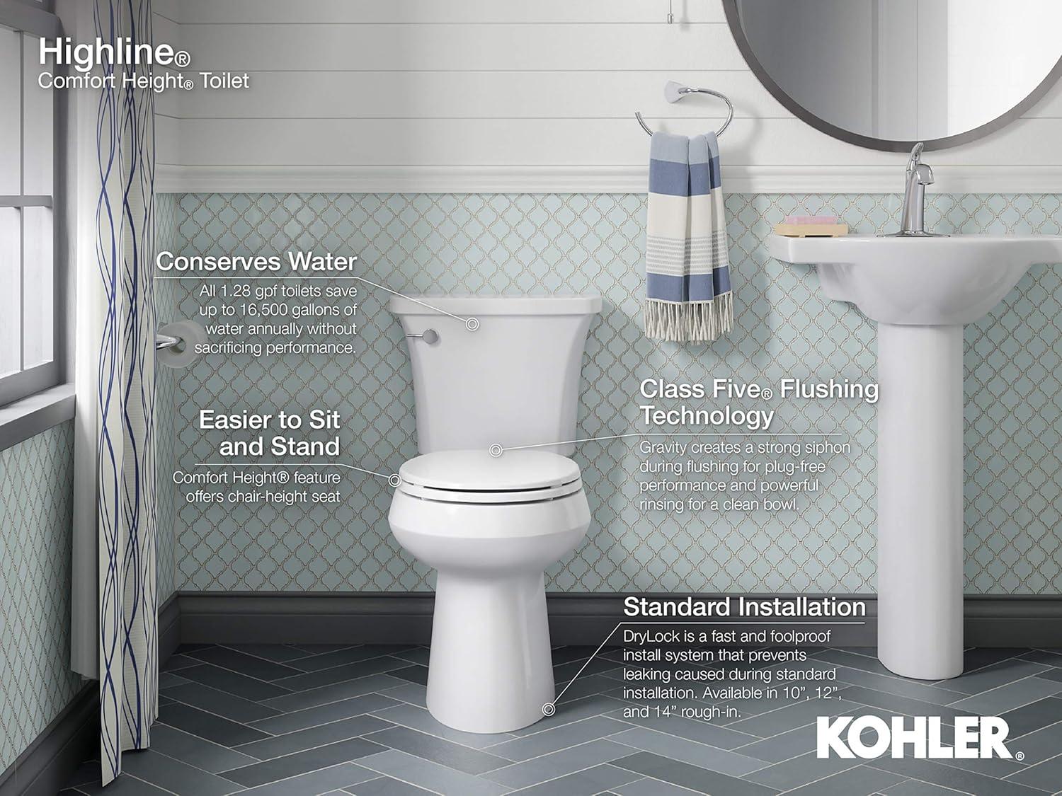 Highline Two-Piece Elongated 1.6 GPF Toilet with Pressure Lite Flush and Left-Hand Trip Lever