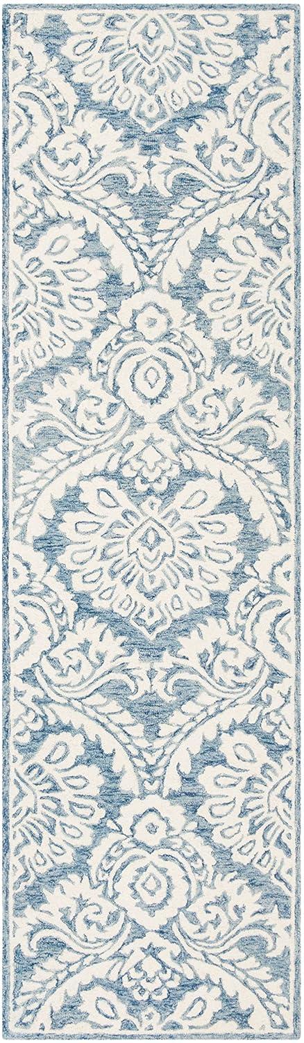 Blossom BLM106 Hand Tufted Indoor Runner Rug - Blue/Ivory - 2'3"x6' - Safavieh