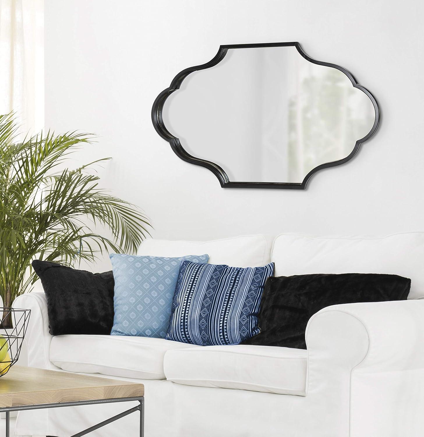 24"x37" Rowla Framed Decorative Wall Mirror Black - Kate & Laurel: Oval, Scalloped Edge, Vintage Design