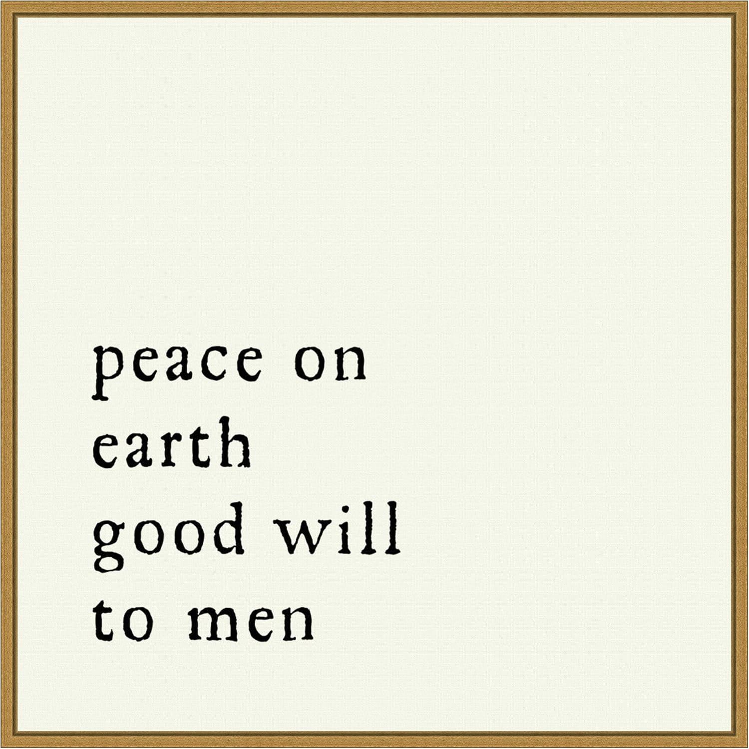 Peace On Earth Framed Canvas Wall Art with Gold Frame