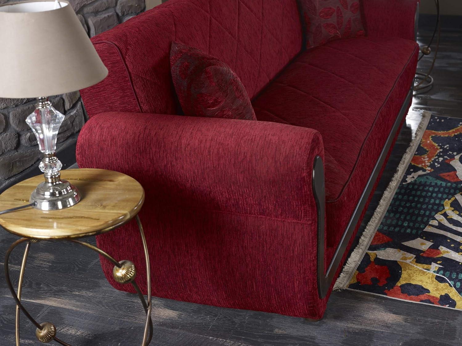 Tufted Twin Brown Fabric Sleeper Sofa with Storage and Rolled Arms