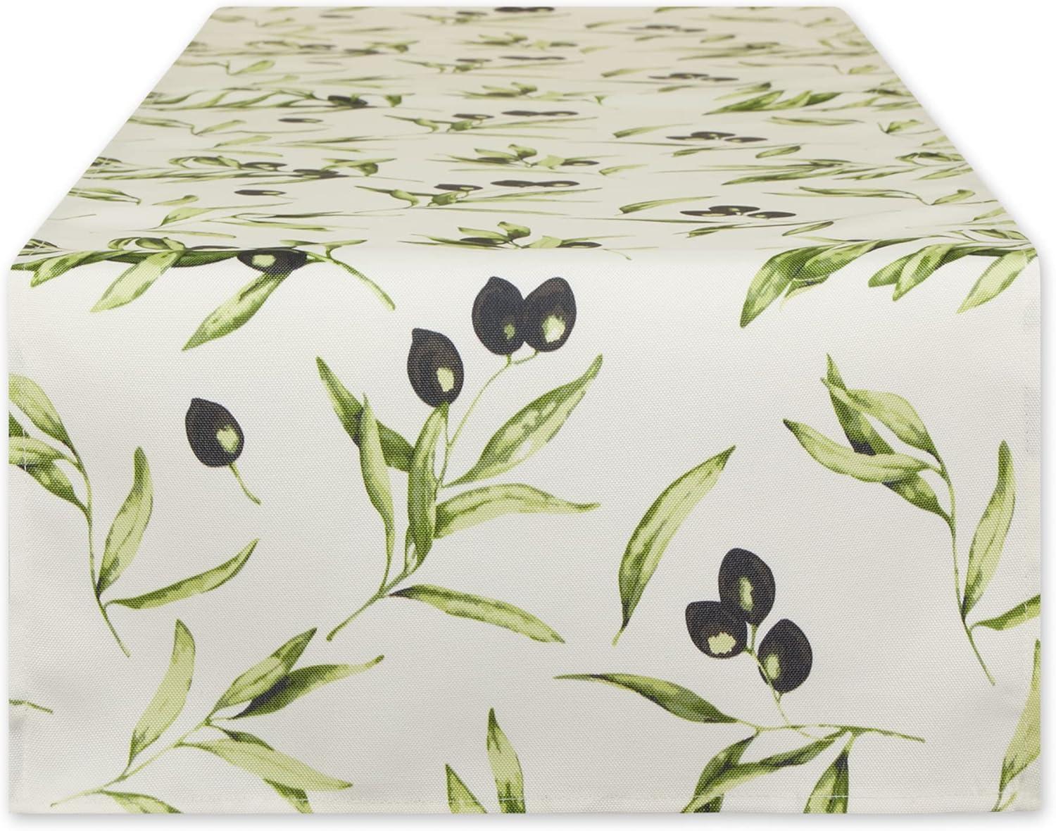 Olive Print Water Resistant Polyester Table Runner 14x72