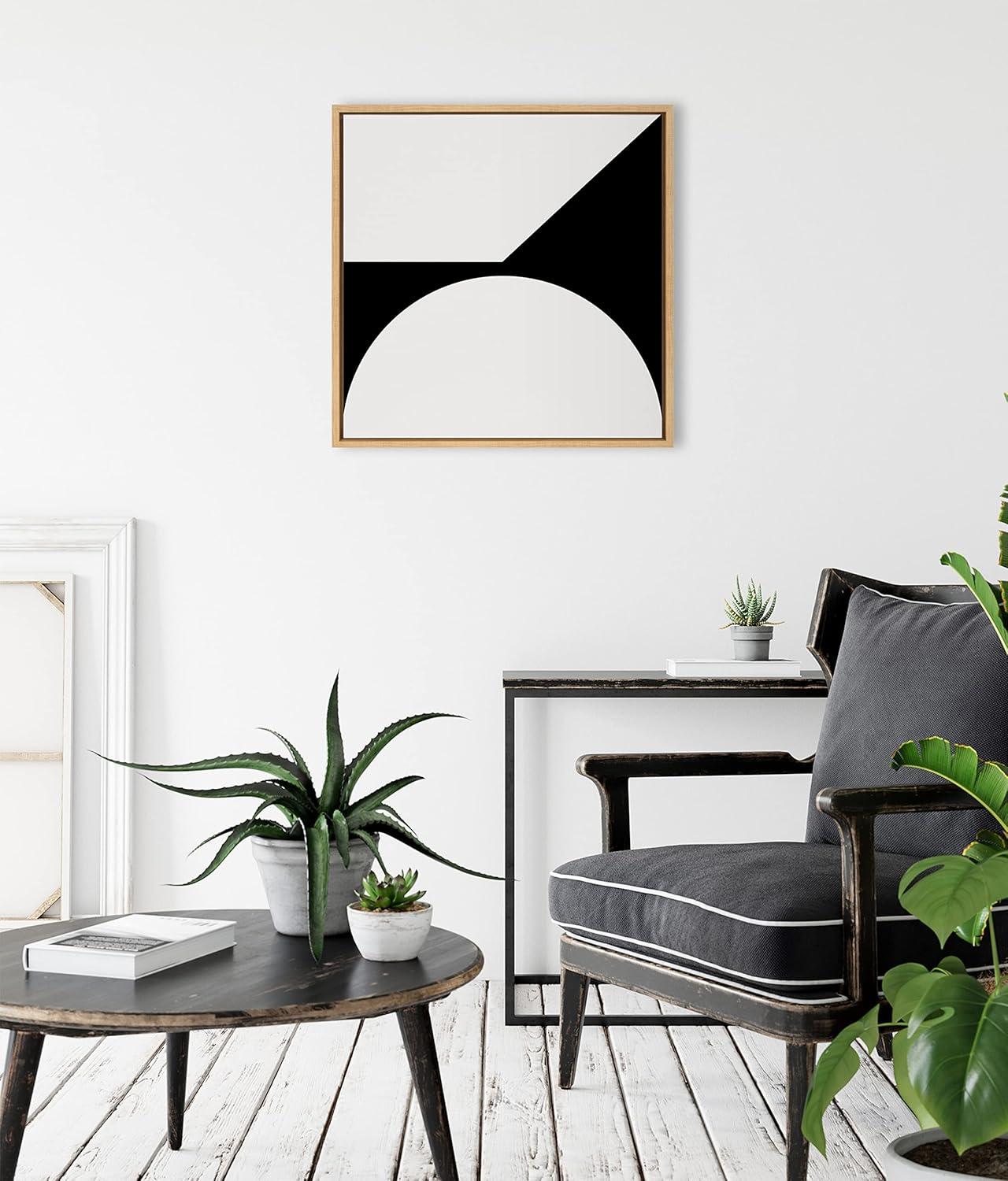 Kate and Laurel Sylvie Minimal Max Mod I Framed Canvas Wall Art by The Creative Bunch Studio, 22x22 Natural, Black and White Abstract Art Wall Décor