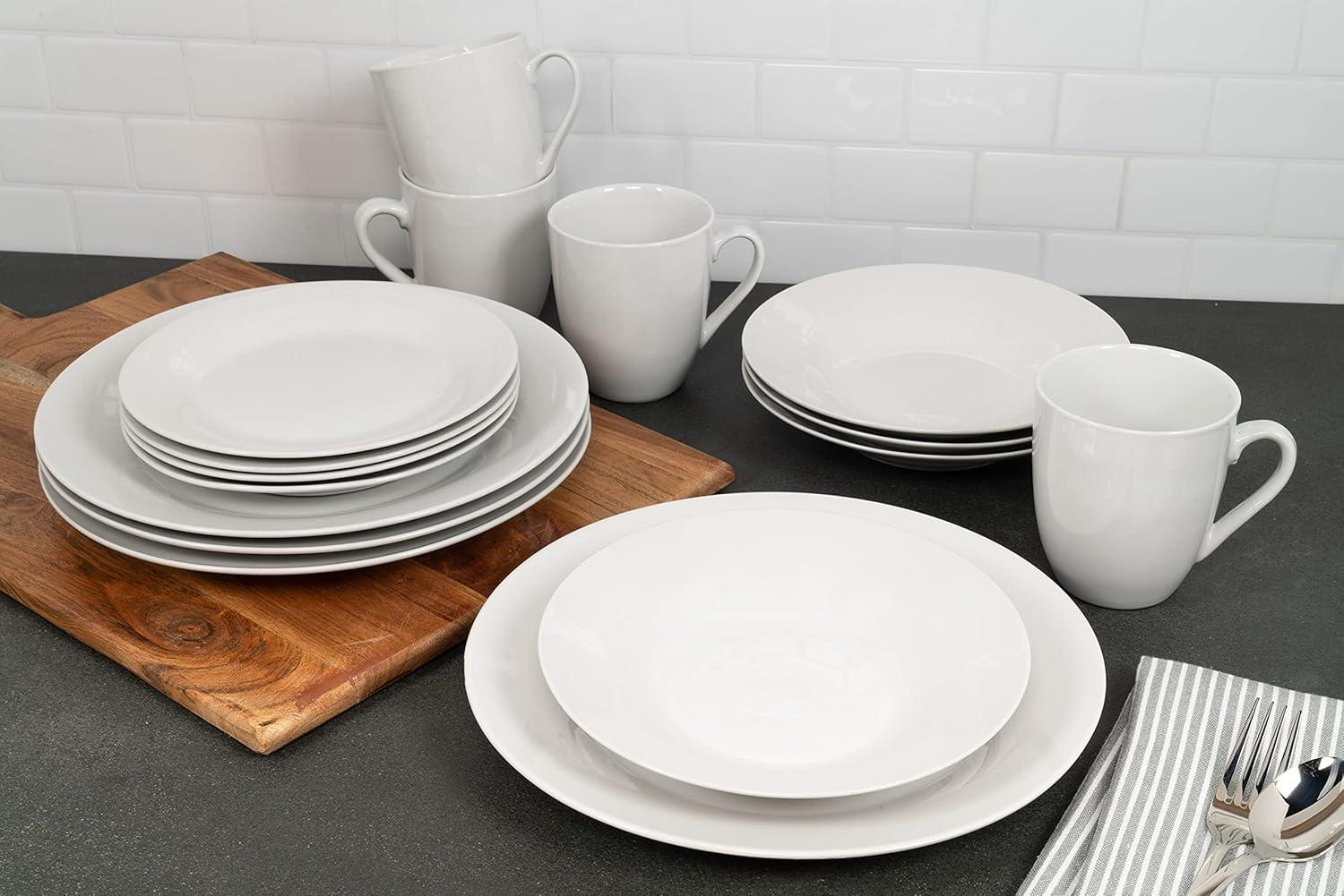 Simply White Porcelain 16-Piece Dinnerware Set for 4